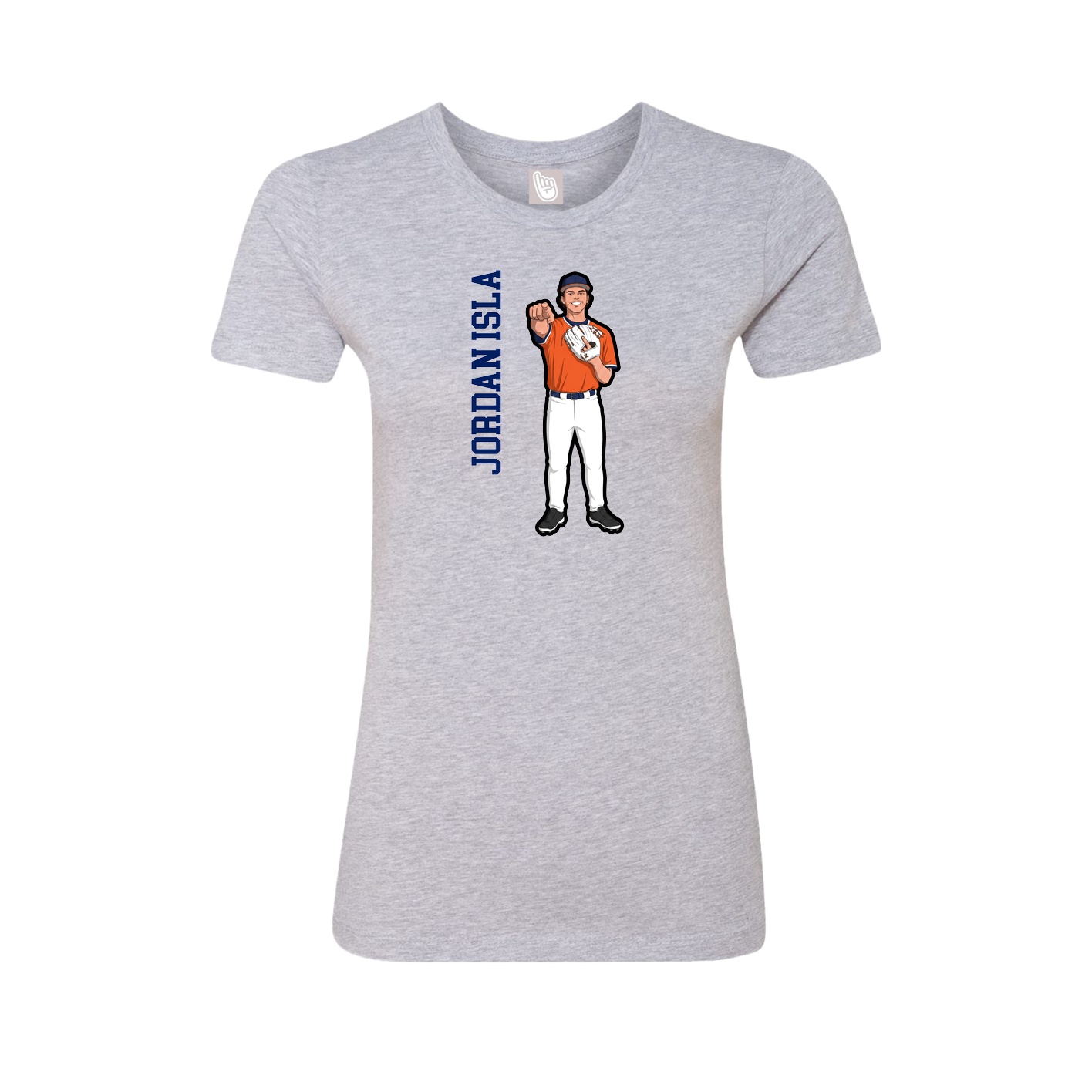 Womens Tee — Name Vertical in Grey