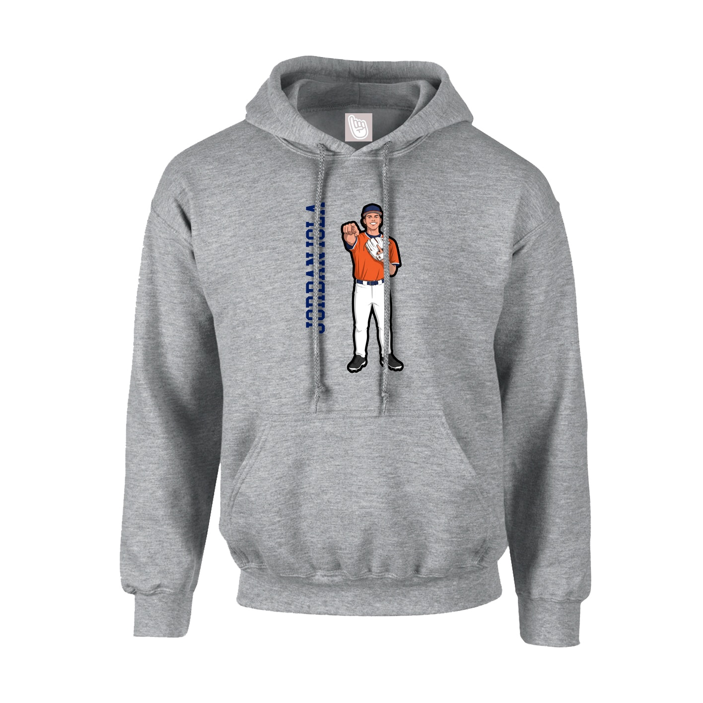 Hoodie — Name Vertical in Grey