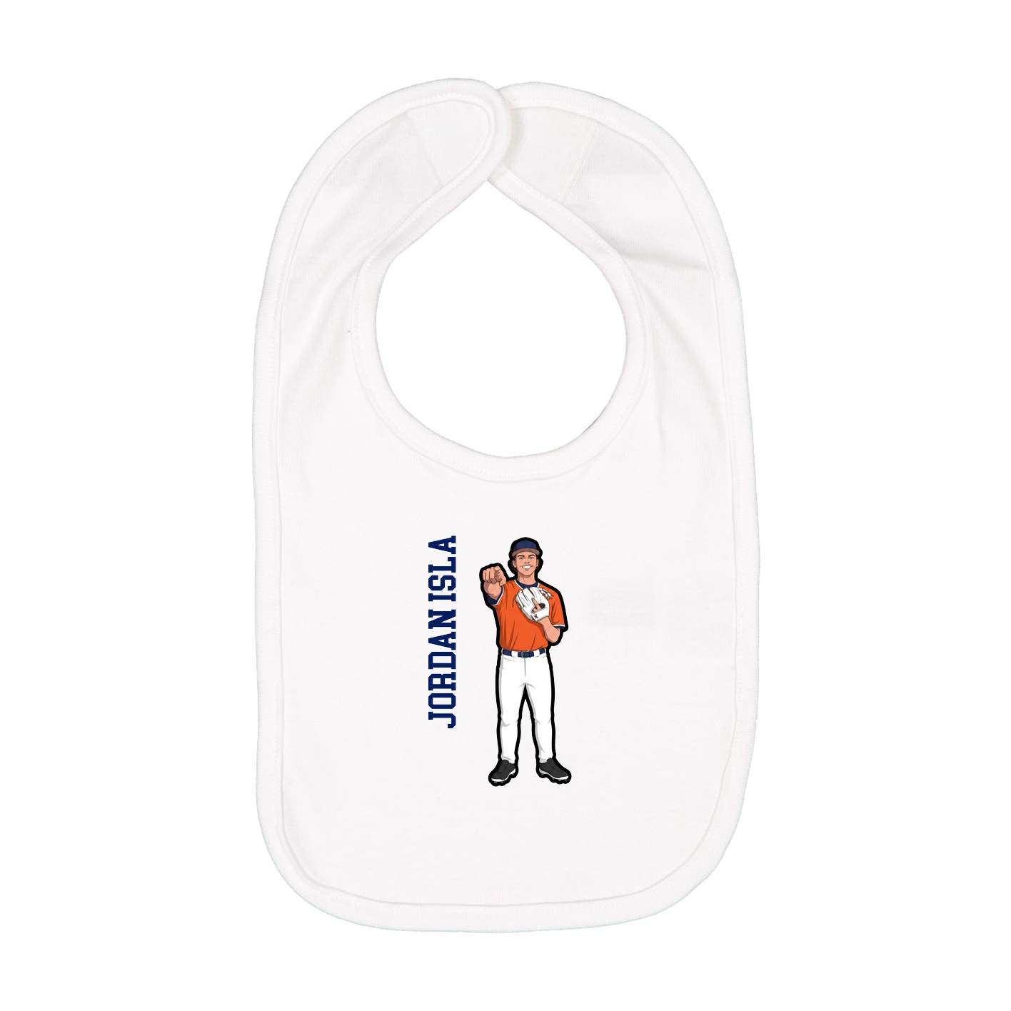 Infant Bib — Name Vertical in White