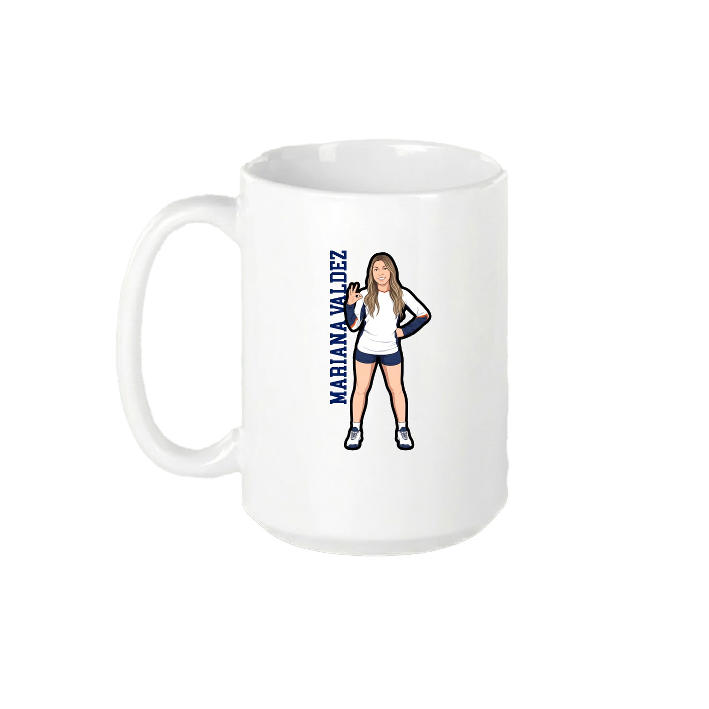 15oz Coffee Mug — Name Vertical in White