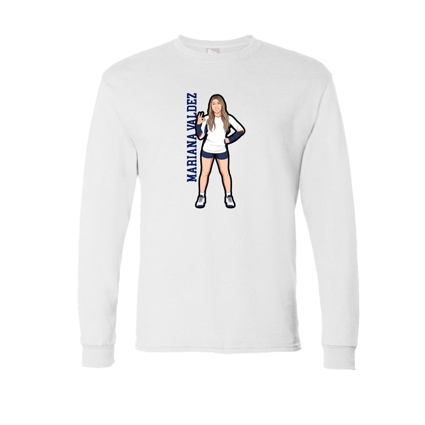 Long Sleeve Tee — Name Vertical in White