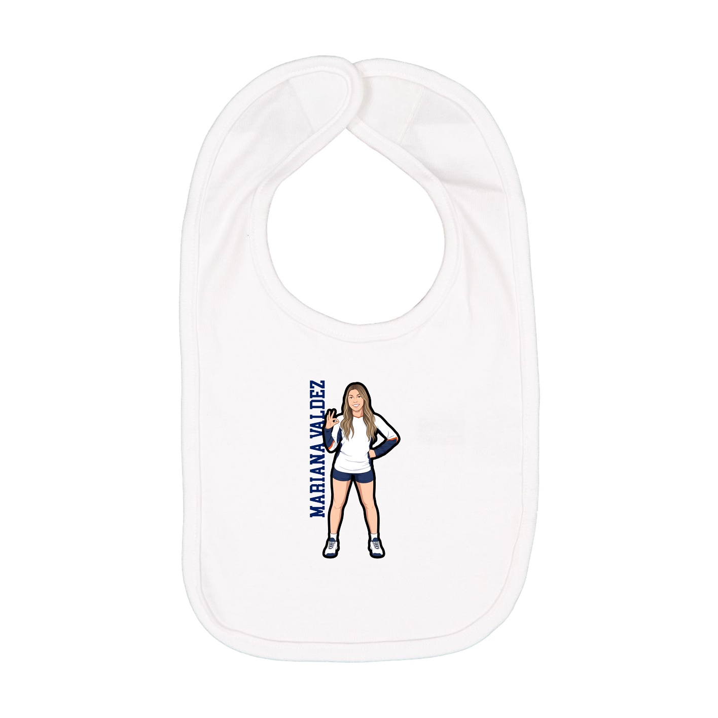 Infant Bib — Name Vertical in White