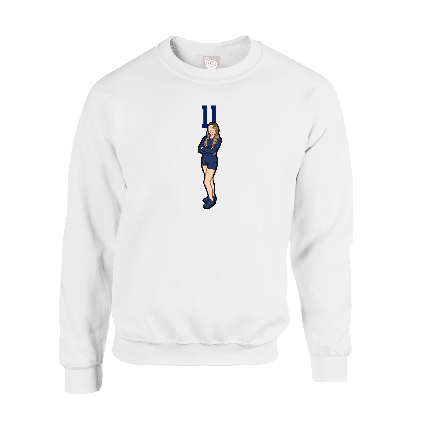 Fleece Crew — Number Top in White