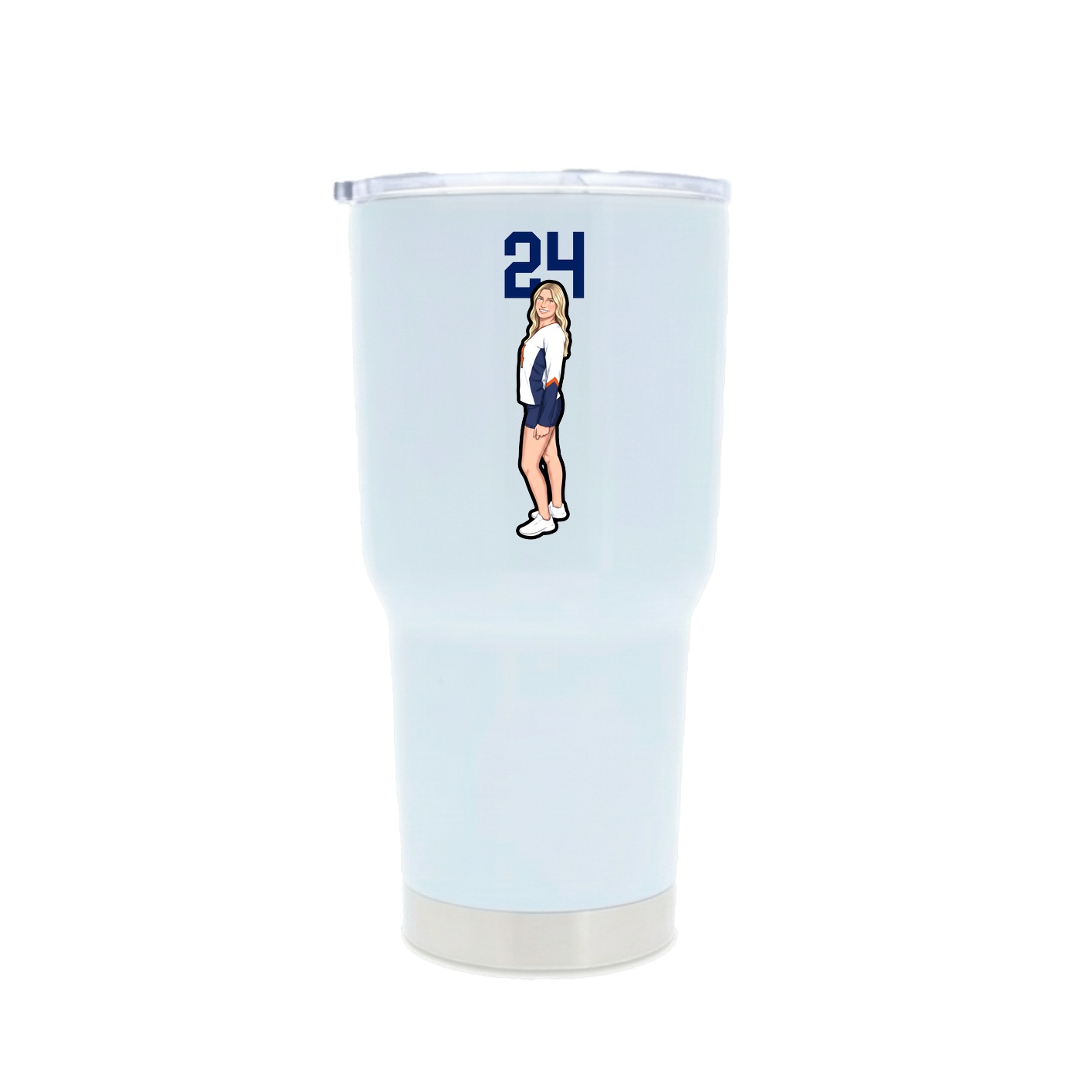 30oz Stainless Steel Tumbler — Number Top in White