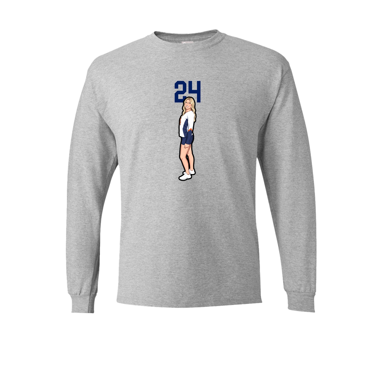 Long Sleeve Tee — Number Top in Grey