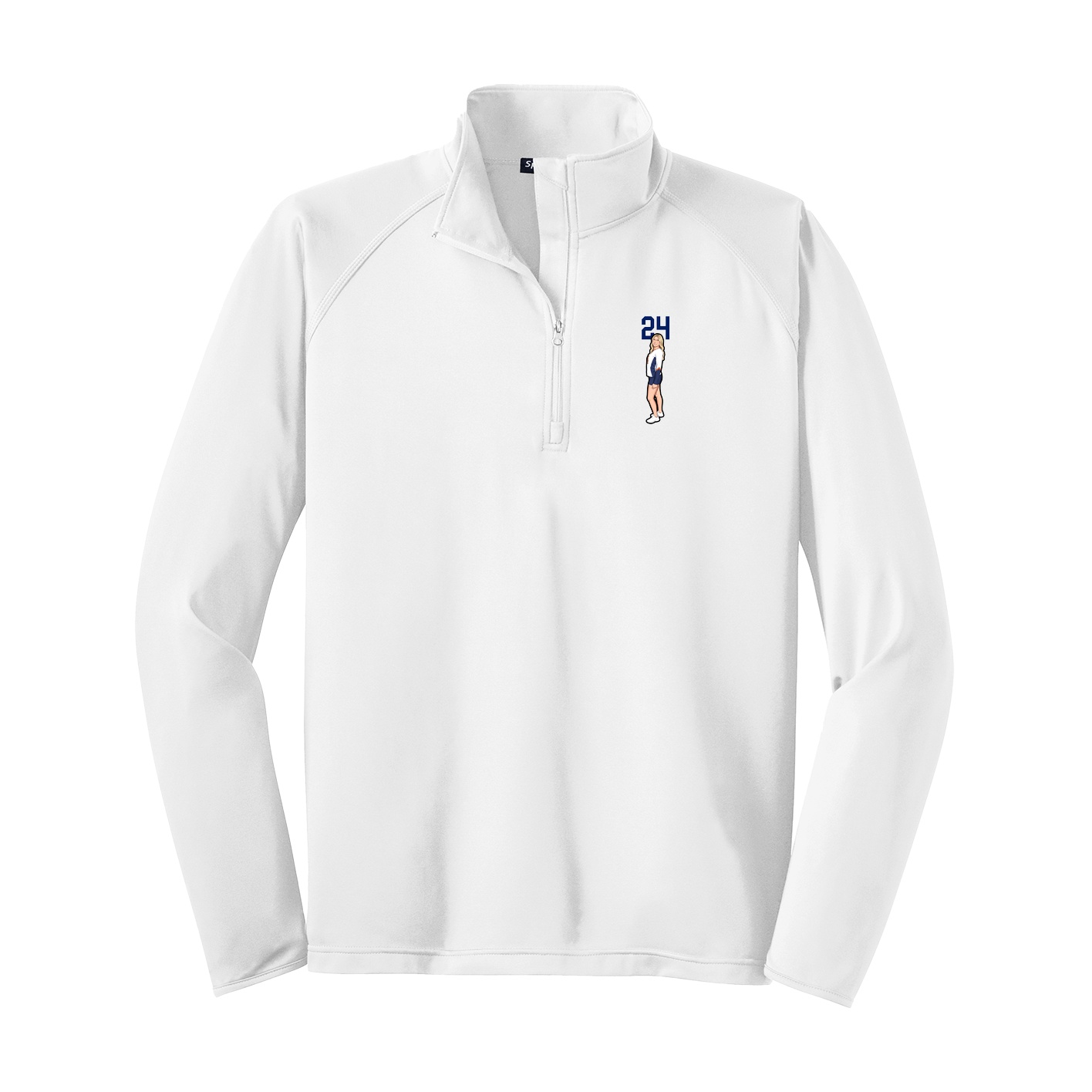 Q-Zip Pullover — Number Top in White