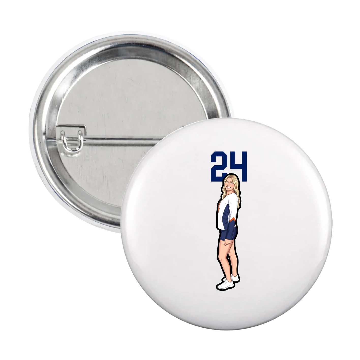 Game Day Button — Number Top in White