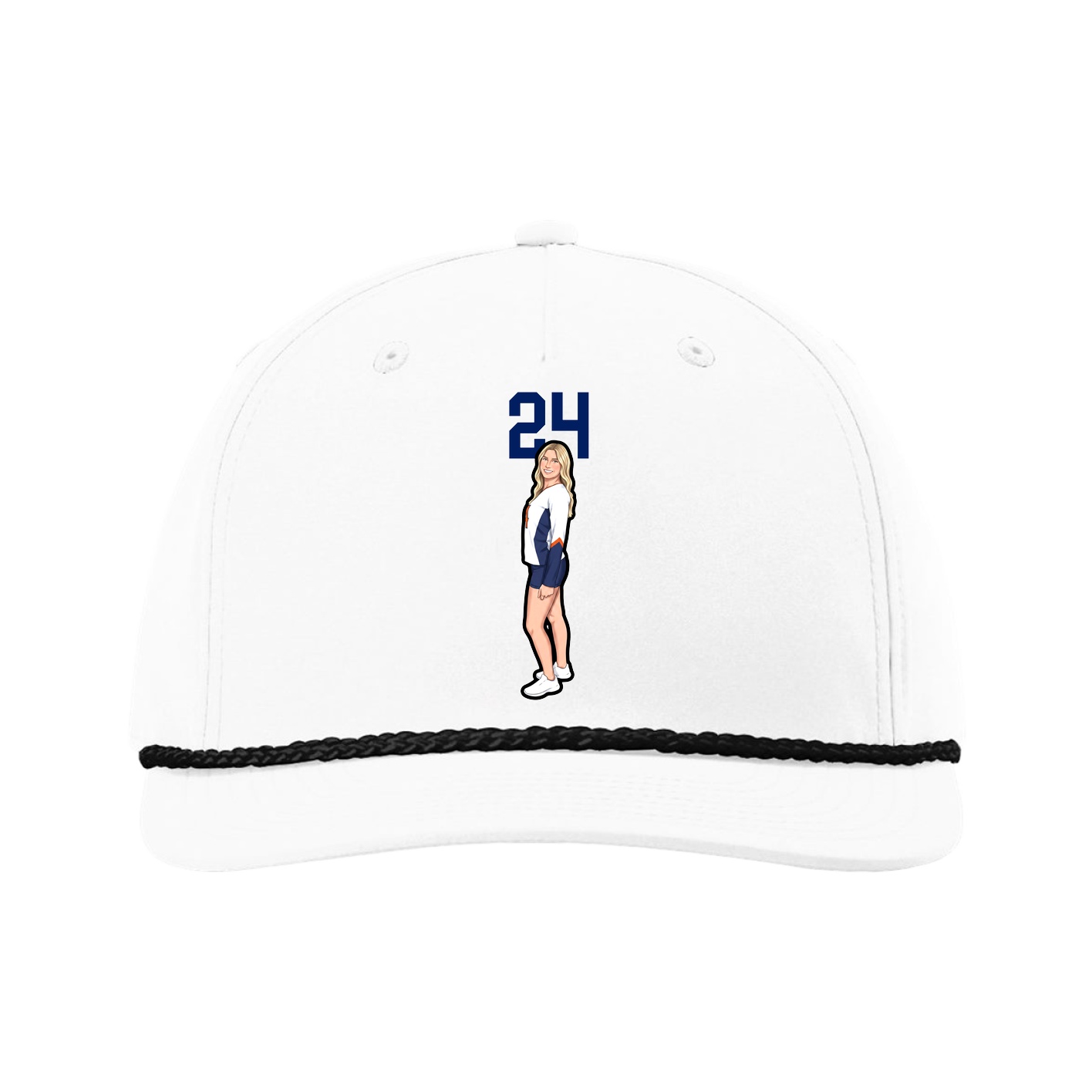 Five-Panel Classic Rope Cap — Number Top in White