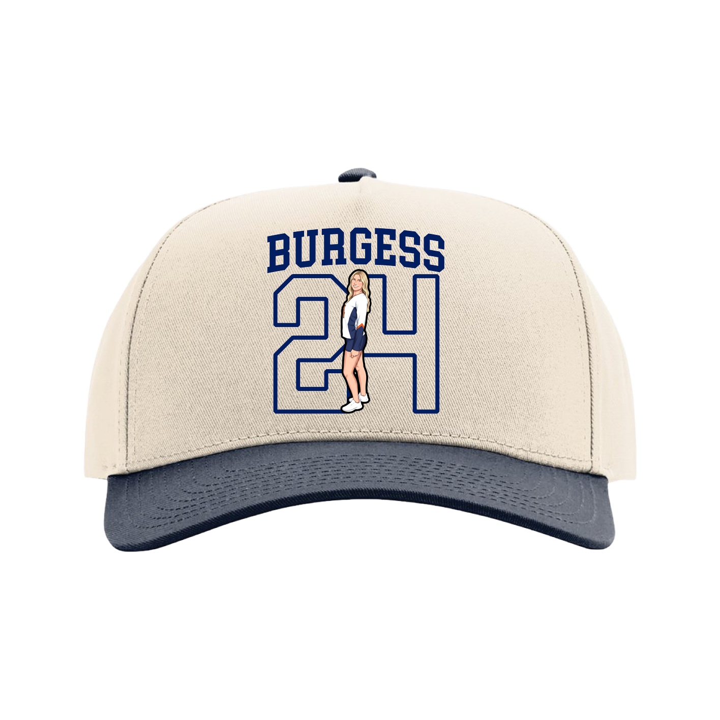 Full Fabric Five-Panel Champ Cap — Shirsey in Cream/Navy