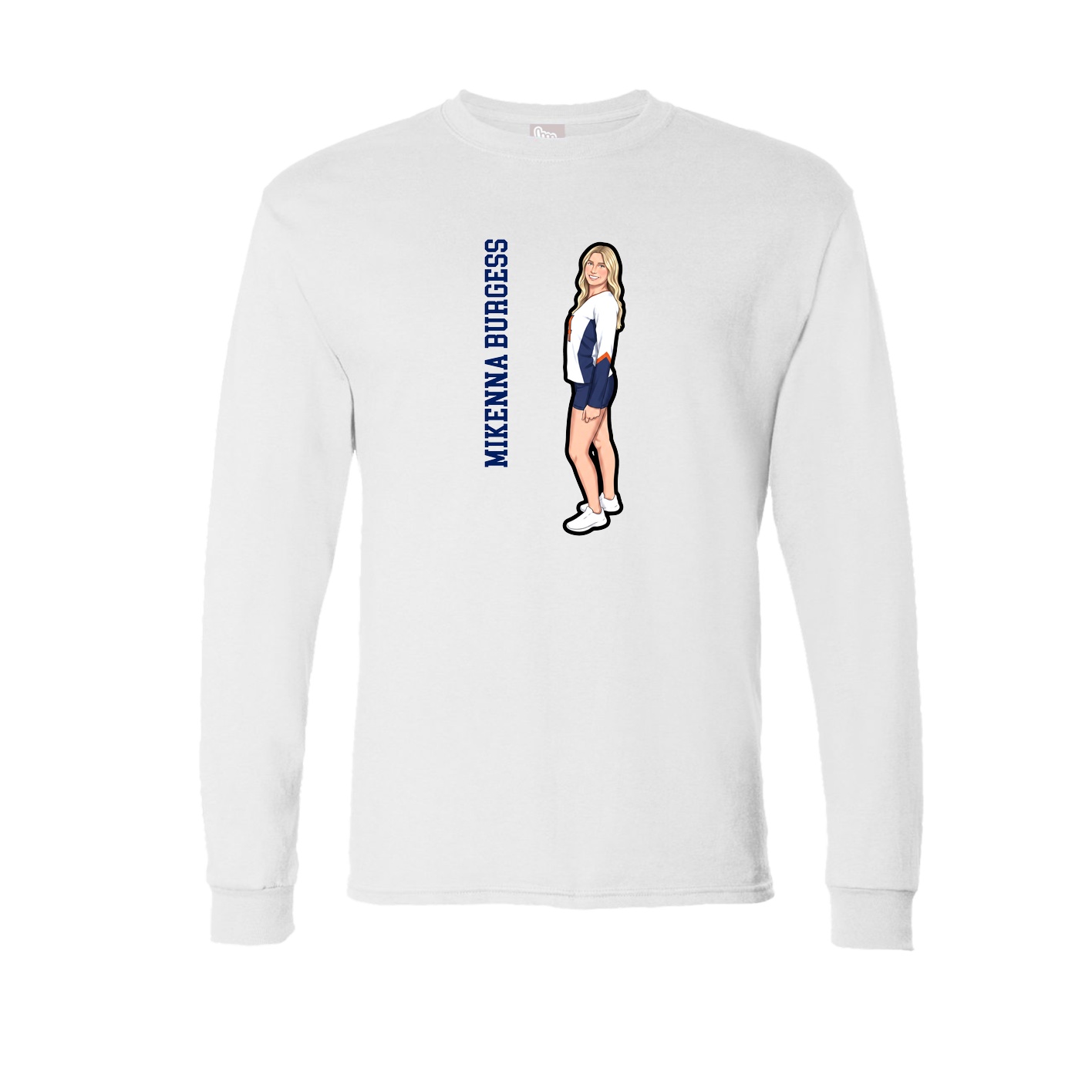 Long Sleeve Tee — Name Vertical in White