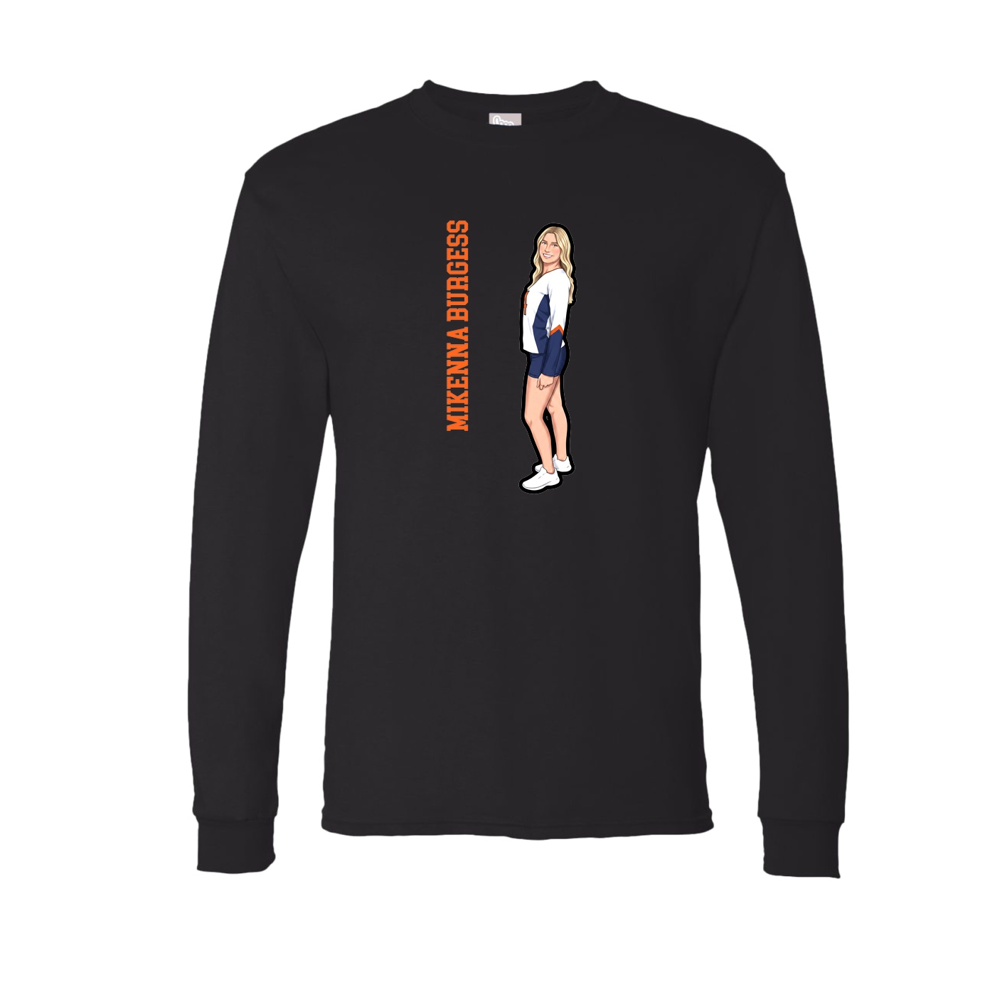 Long Sleeve Tee — Name Vertical in Black