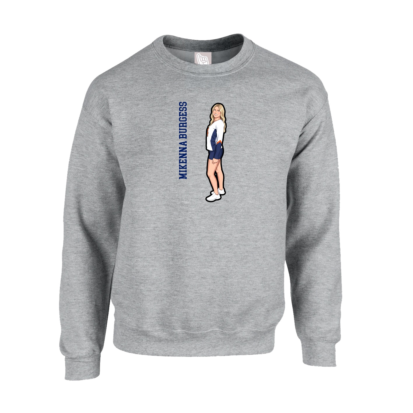 Fleece Crew — Name Vertical in Grey