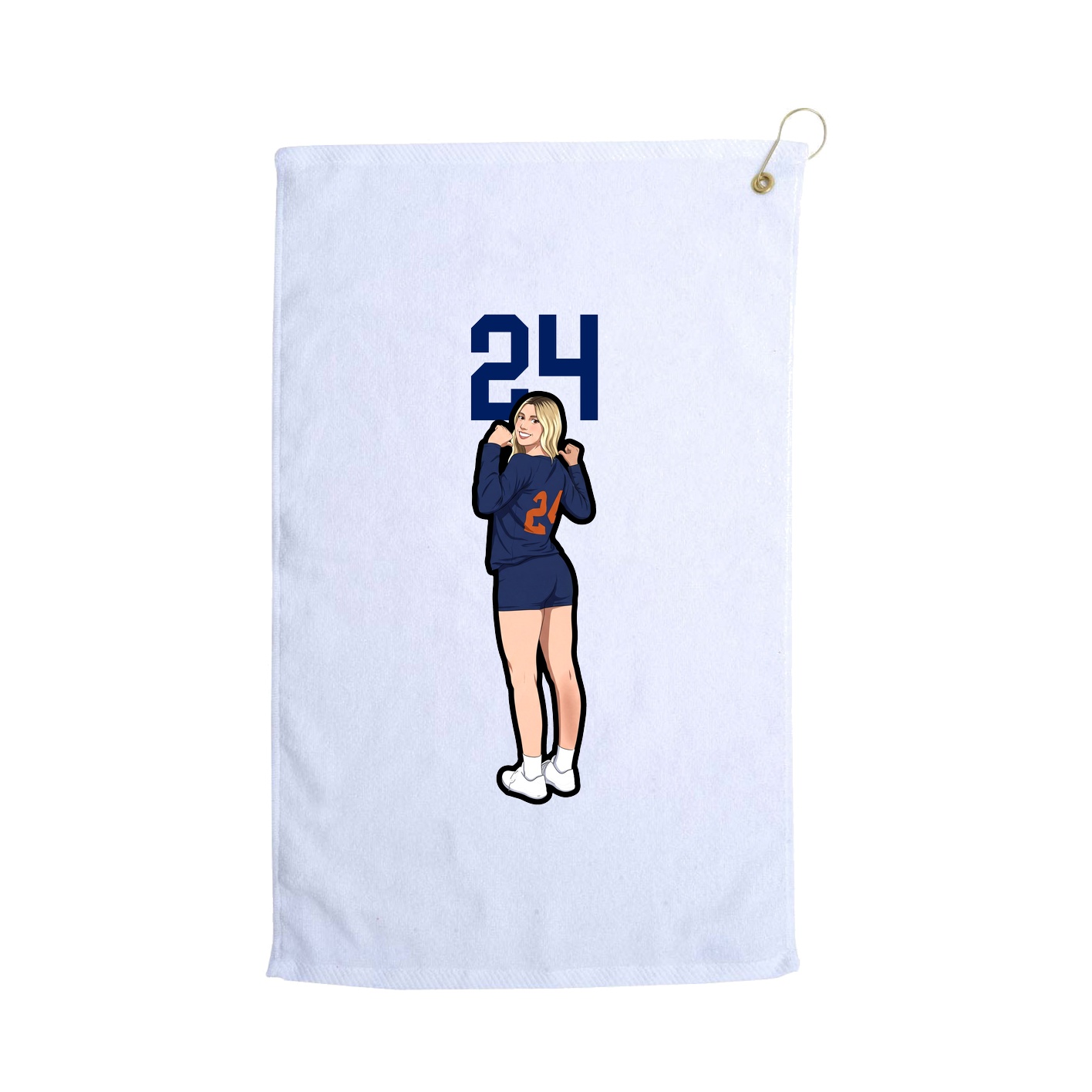 Golf Towel — Number Top in White