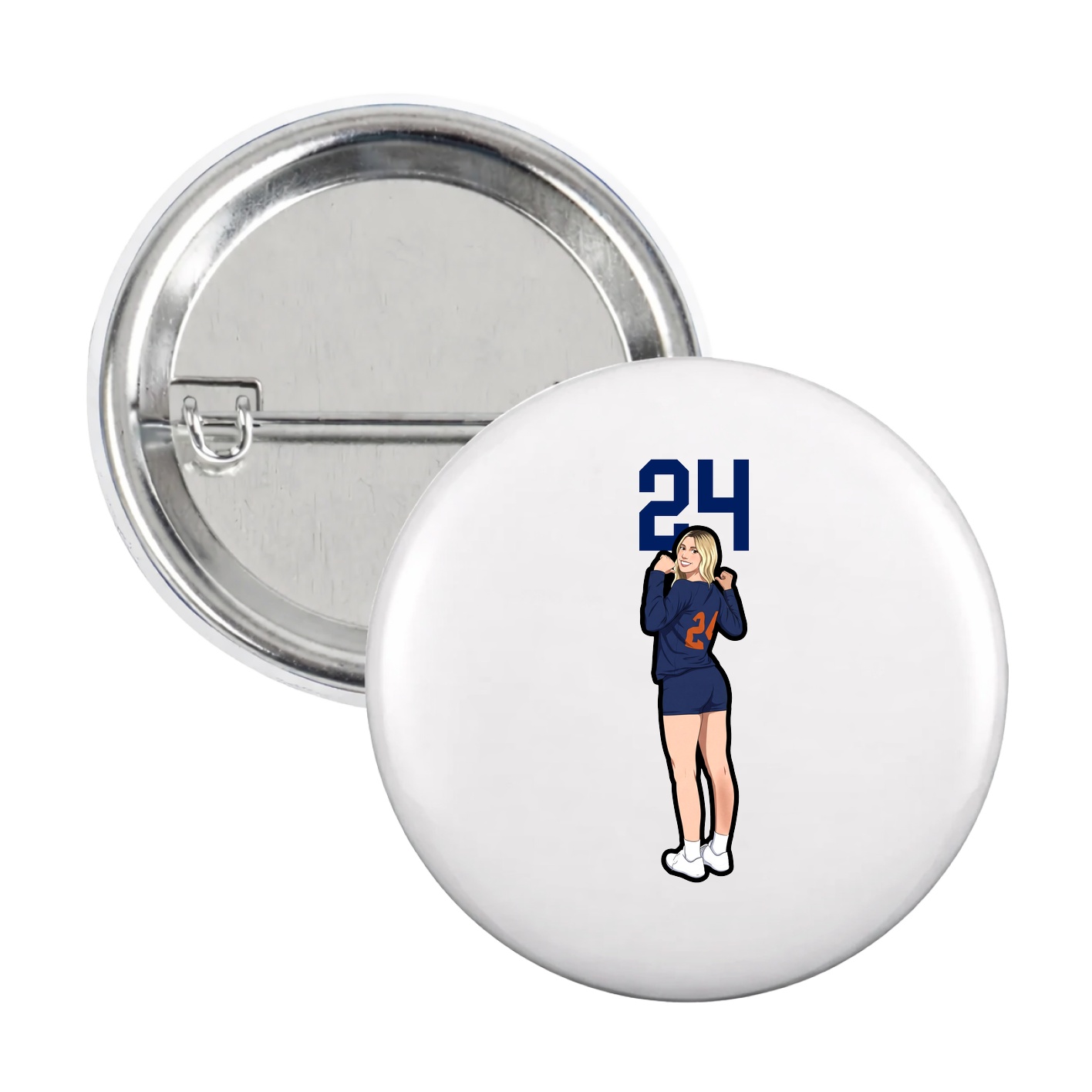 Game Day Button — Number Top in White