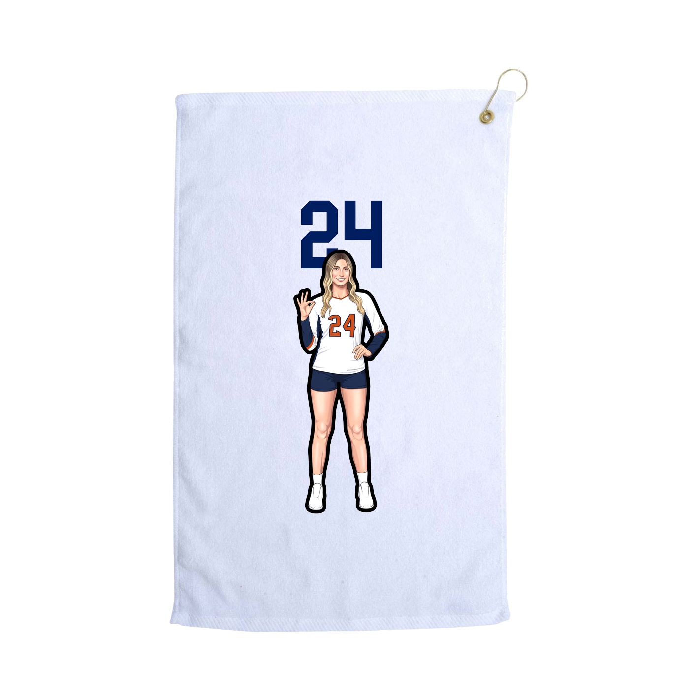 Golf Towel — Number Top in White