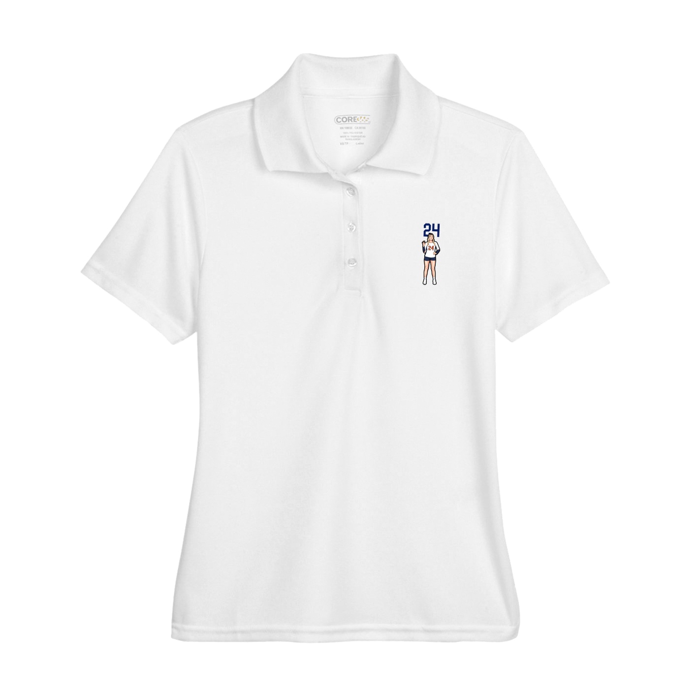 Womens Performance Polo — Number Top in White