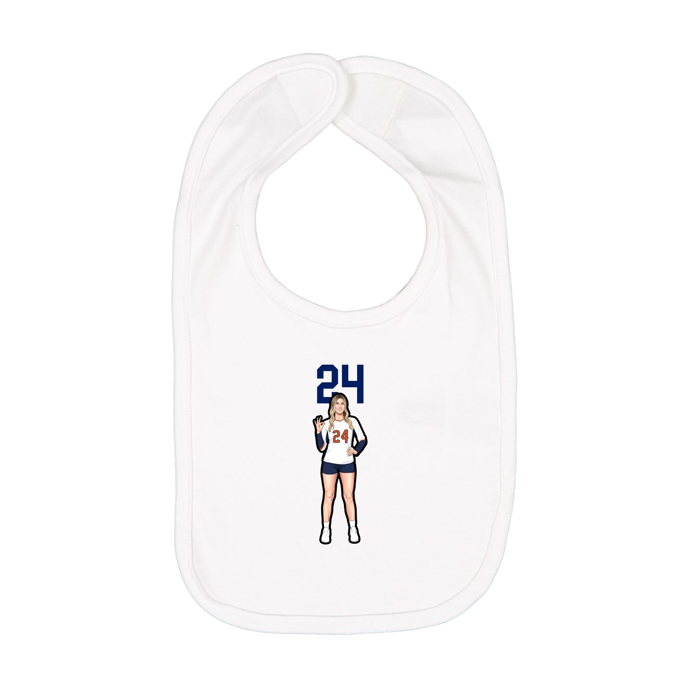 Infant Bib — Number Top in White