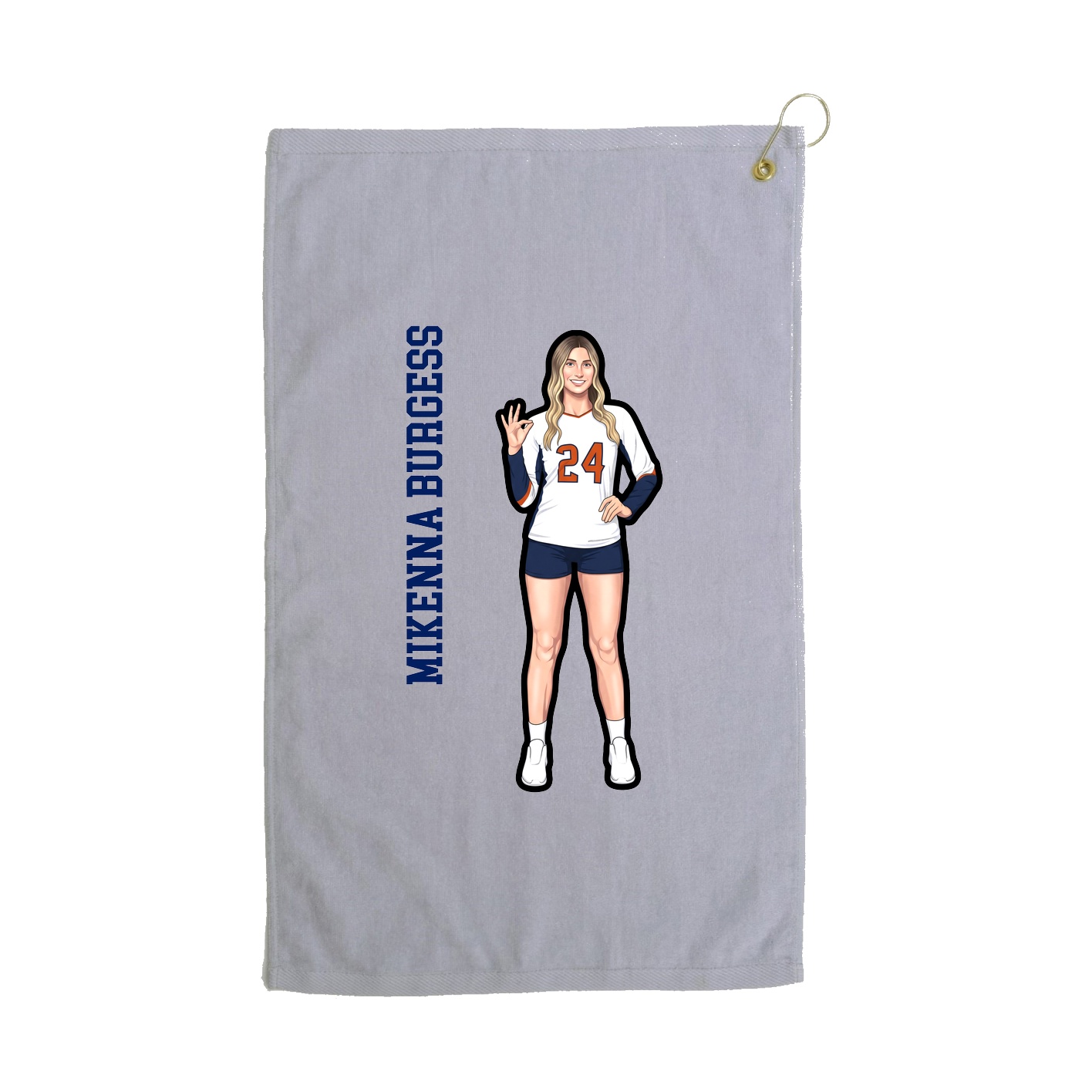 Golf Towel — Name Vertical in Grey