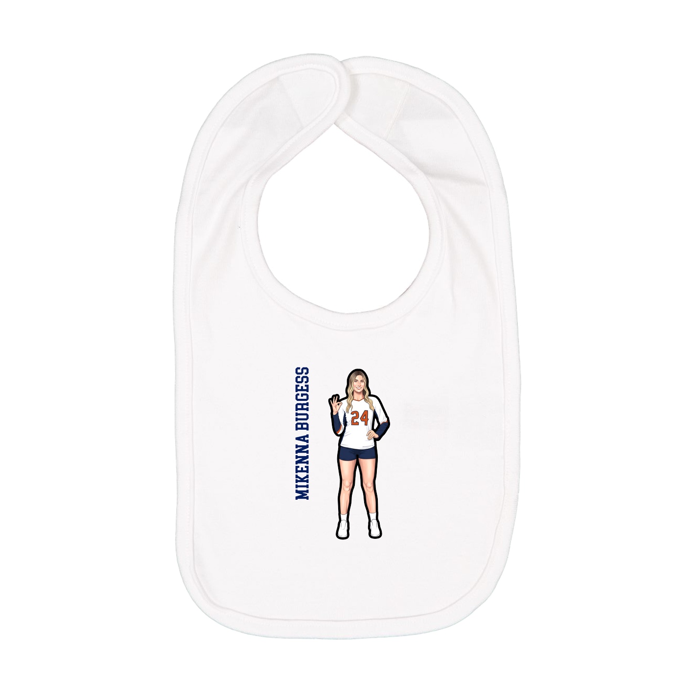 Infant Bib — Name Vertical in White