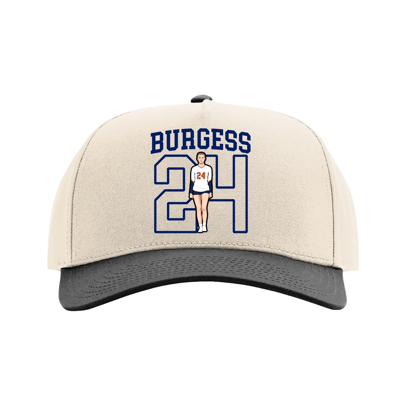 Full Fabric Five-Panel Champ Cap — Shirsey in Cream/Black