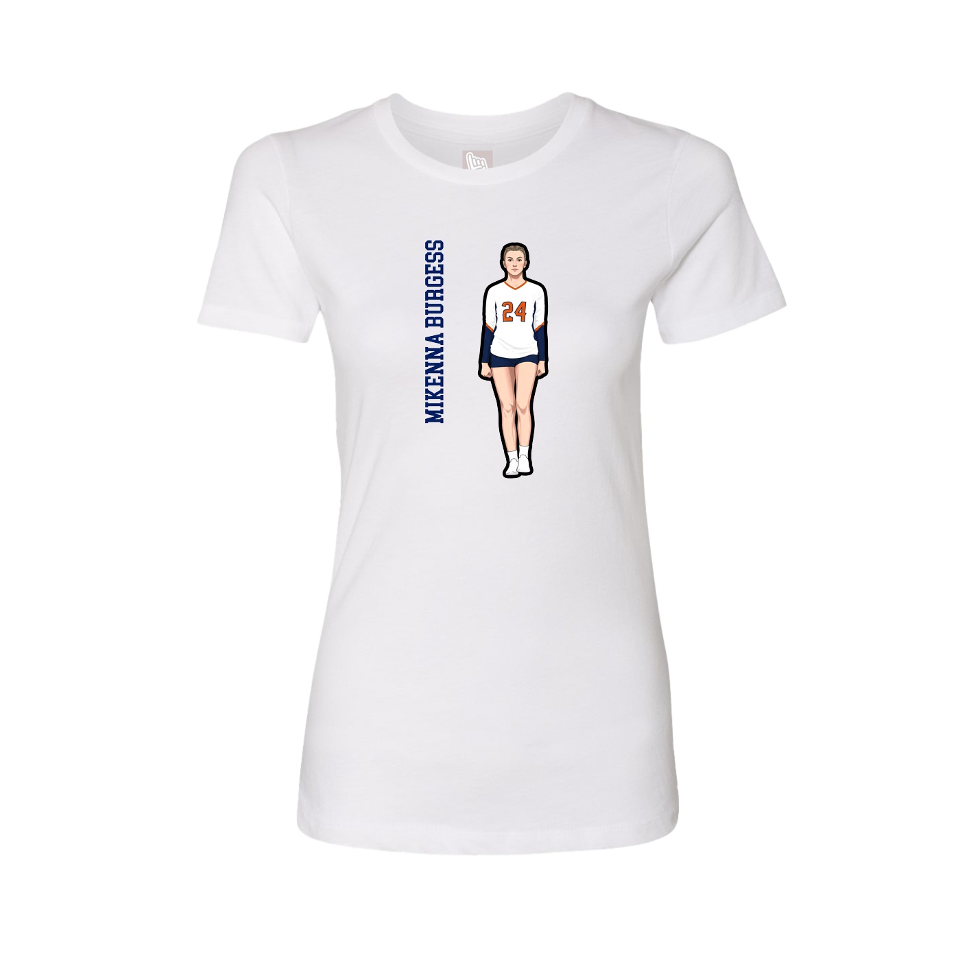 Womens Tee — Name Vertical in White