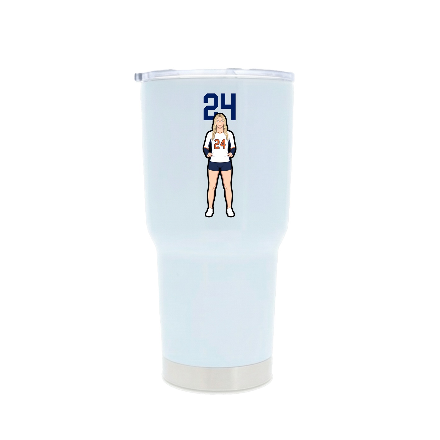 30oz Stainless Steel Tumbler — Number Top in White