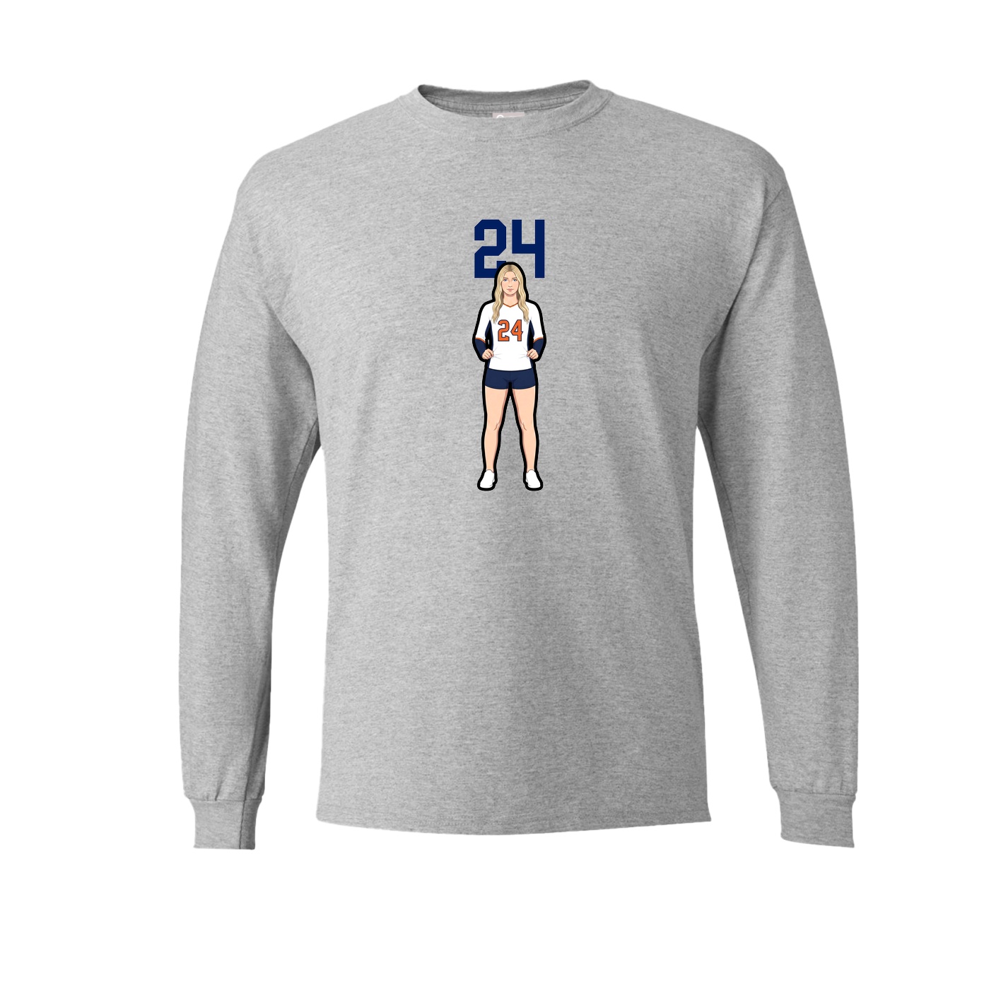 Long Sleeve Tee — Number Top in Grey