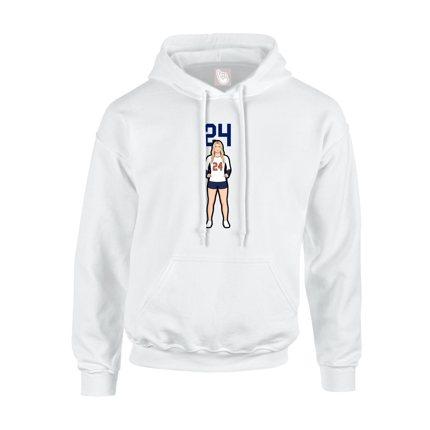 Youth Hoodie — Number Top in White