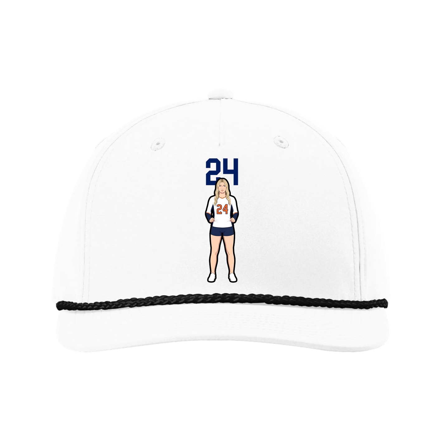Five-Panel Classic Rope Cap — Number Top in White
