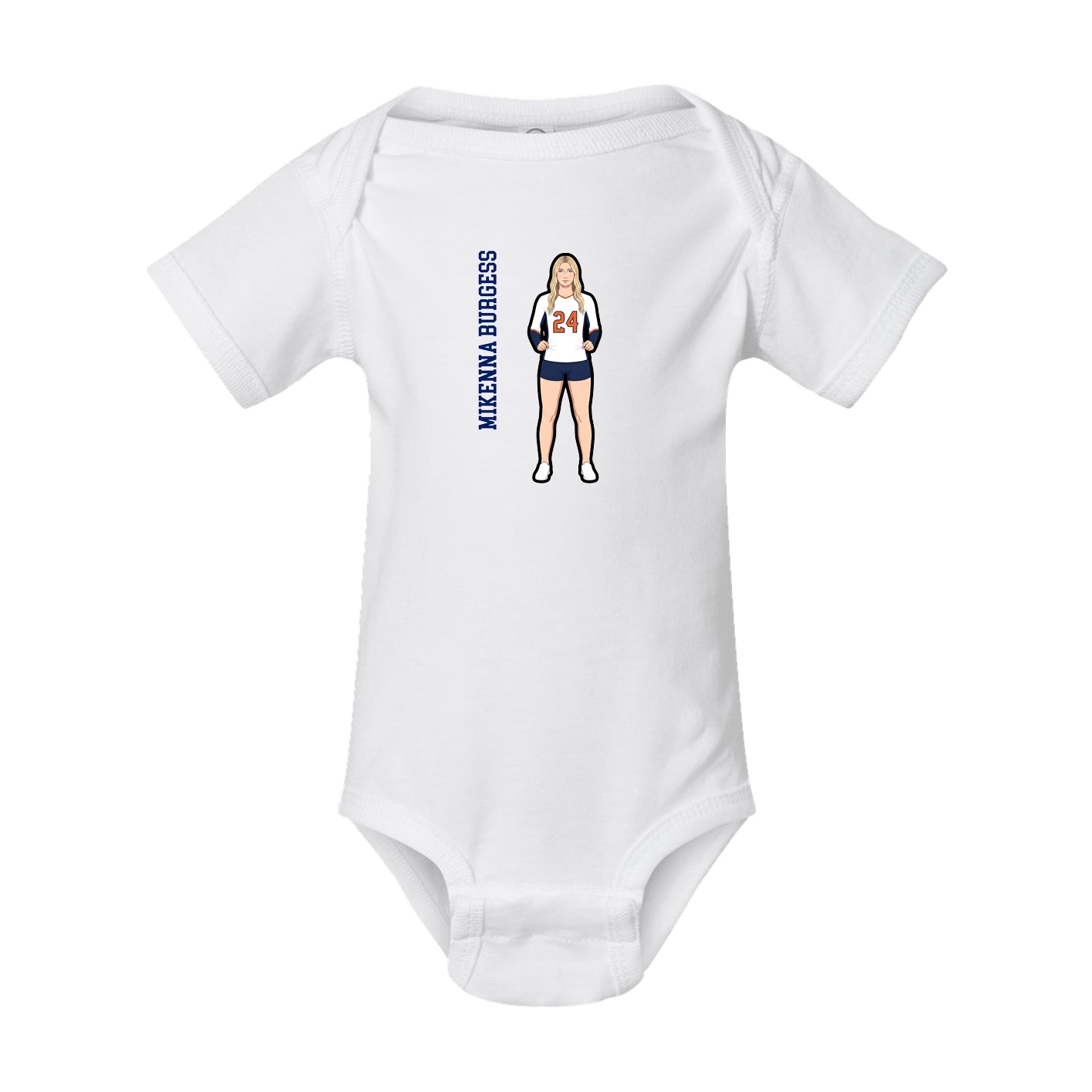 Baby Onesie — Name Vertical in White