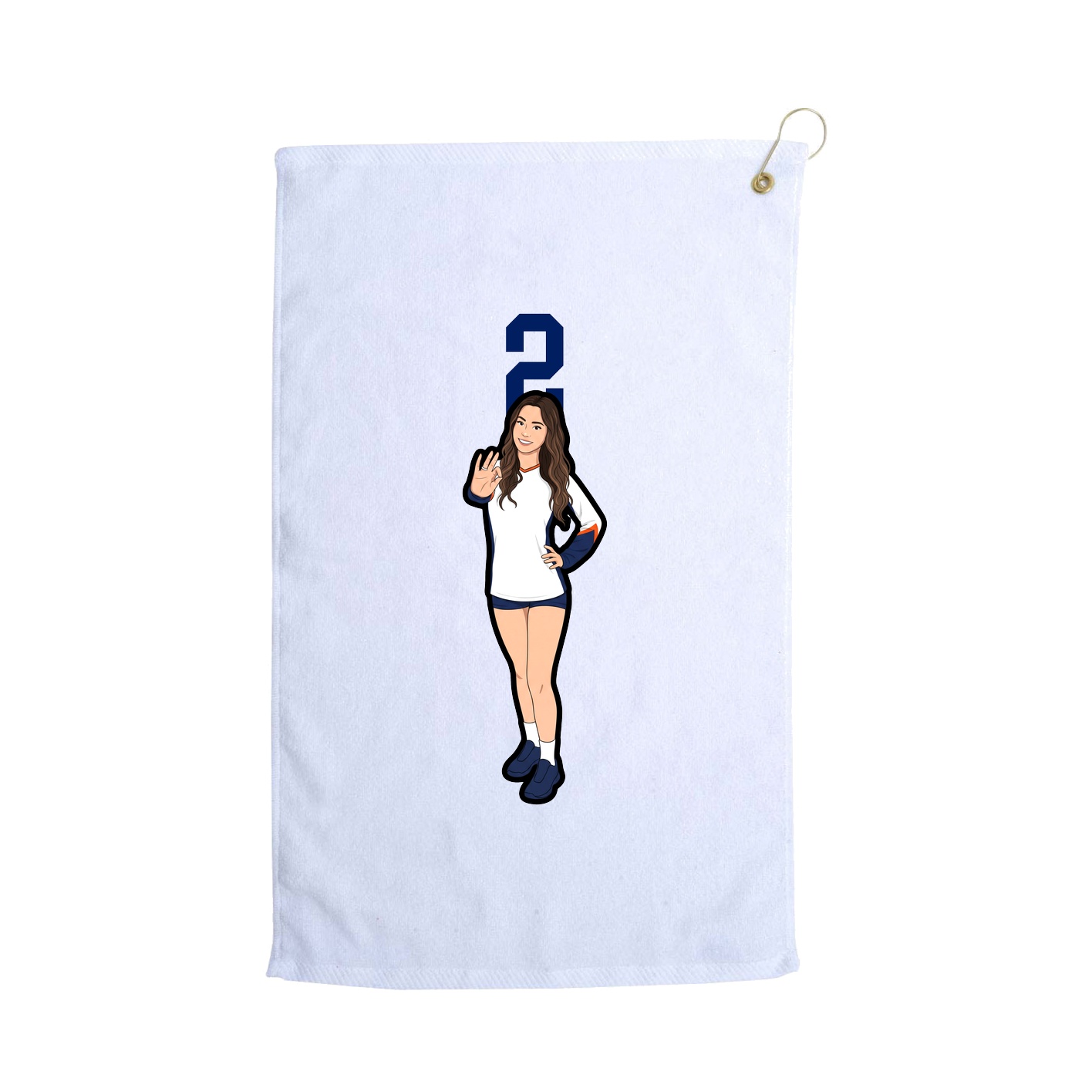 Golf Towel — Number Top in White