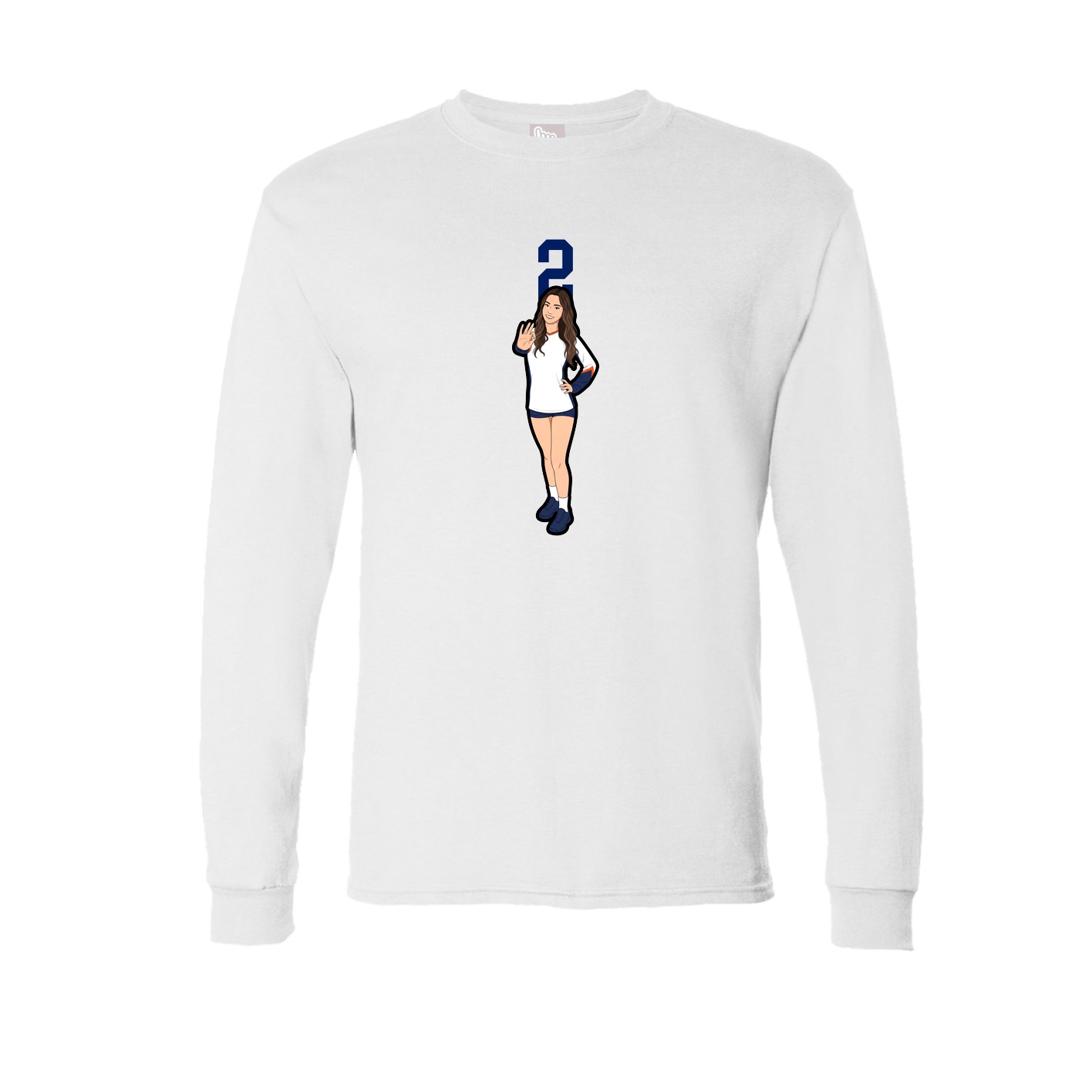 Long Sleeve Tee — Number Top in White