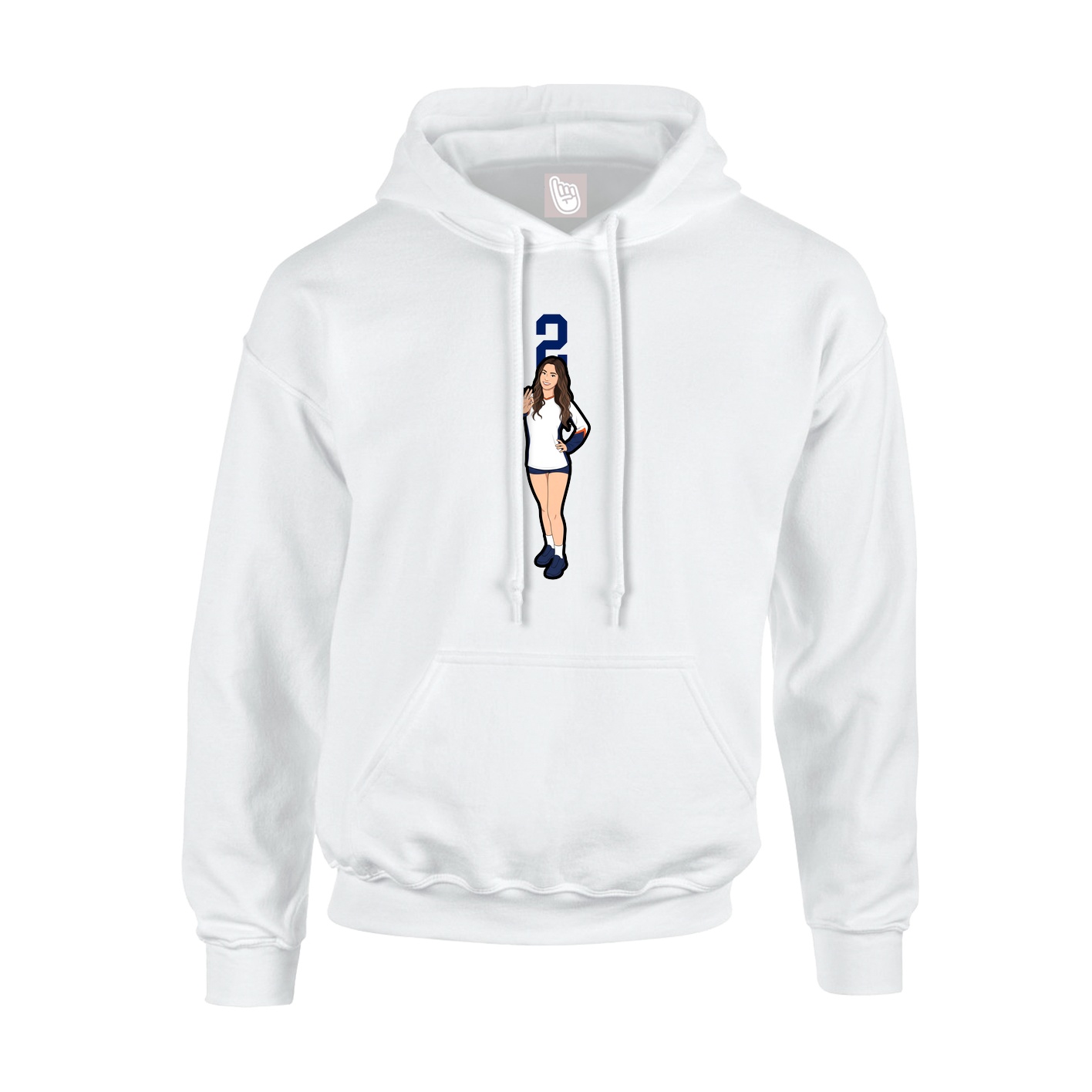 Youth Hoodie — Number Top in White