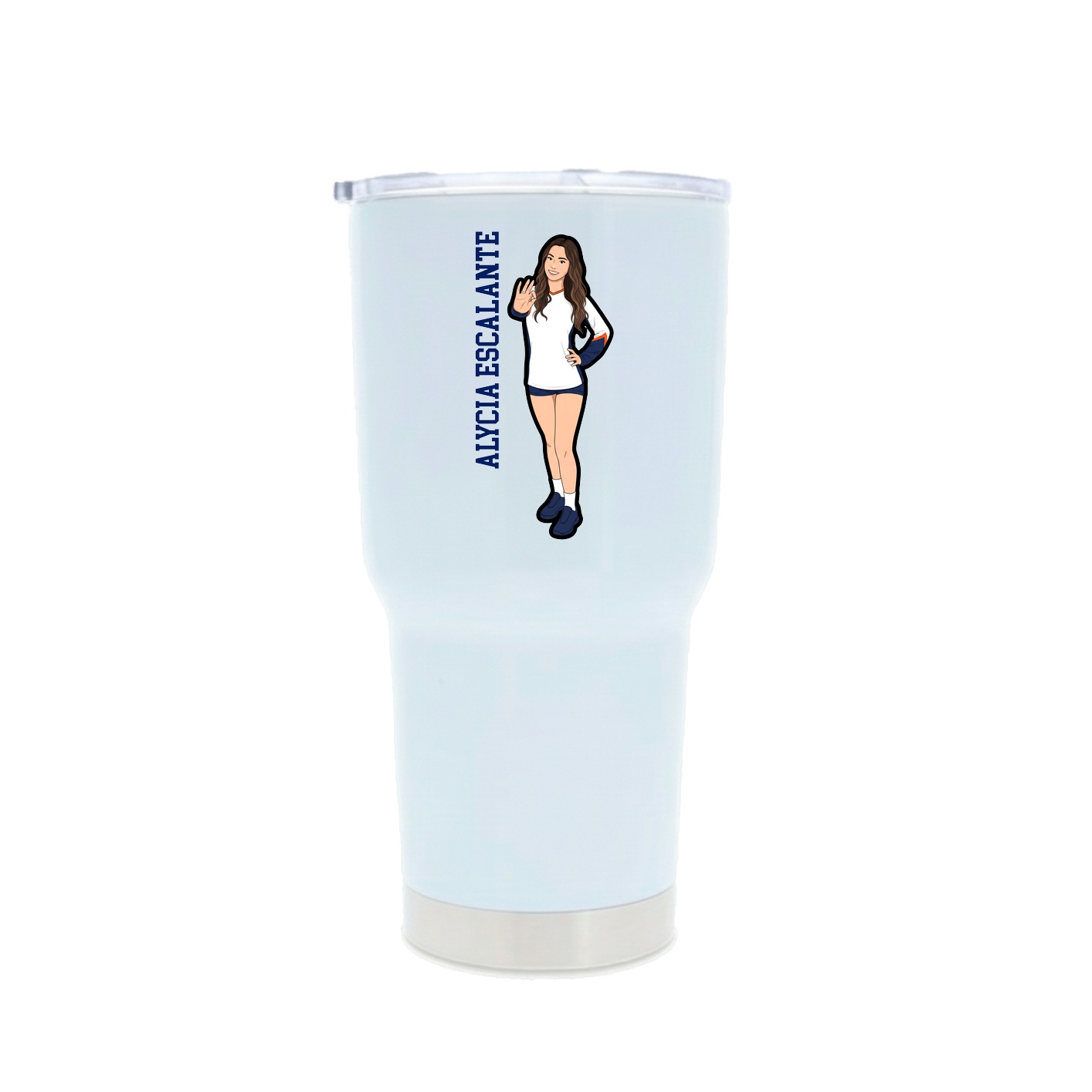 30oz Stainless Steel Tumbler — Name Vertical in White