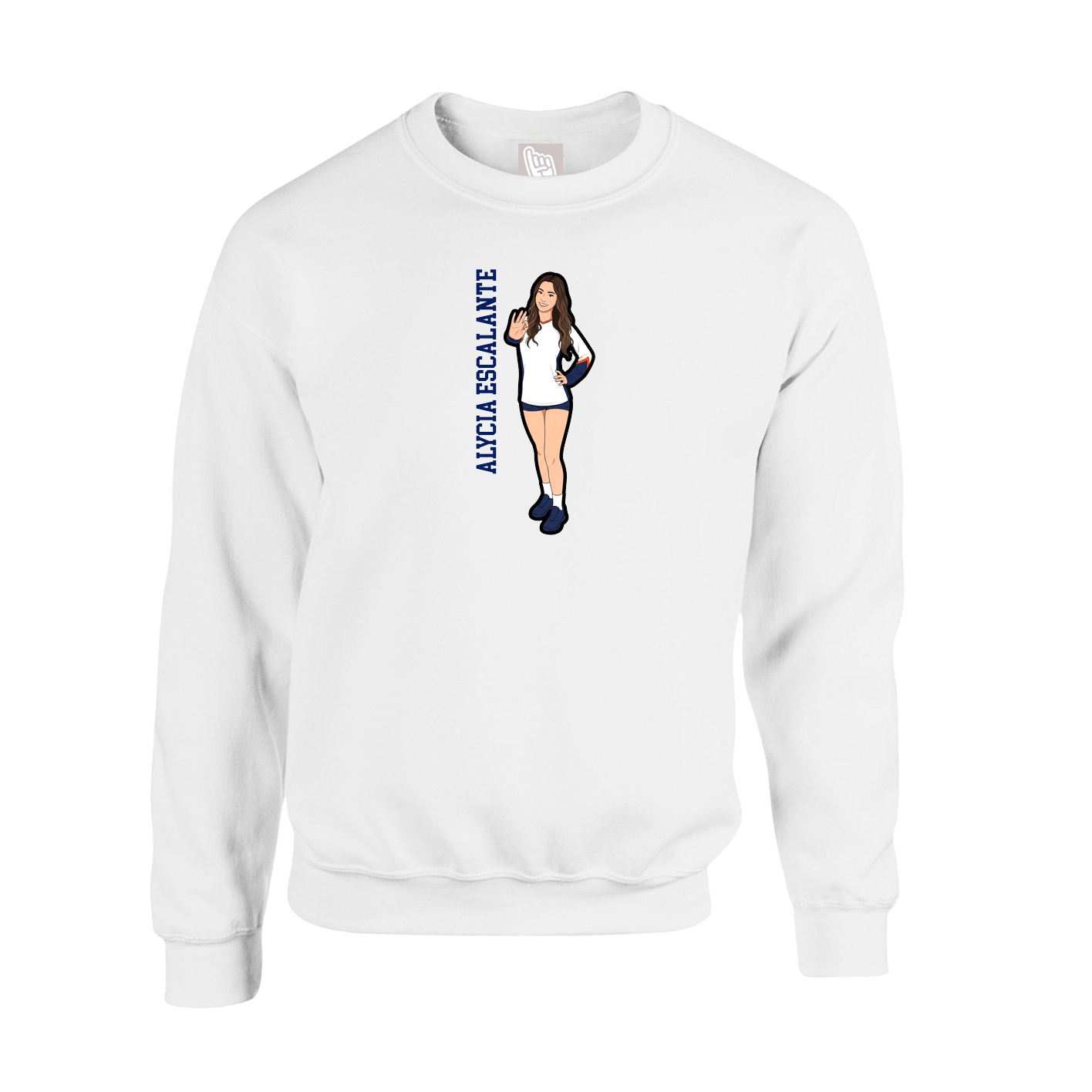 Fleece Crew — Name Vertical in White