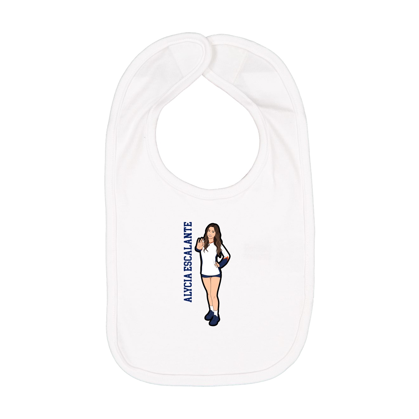 Infant Bib — Name Vertical in White