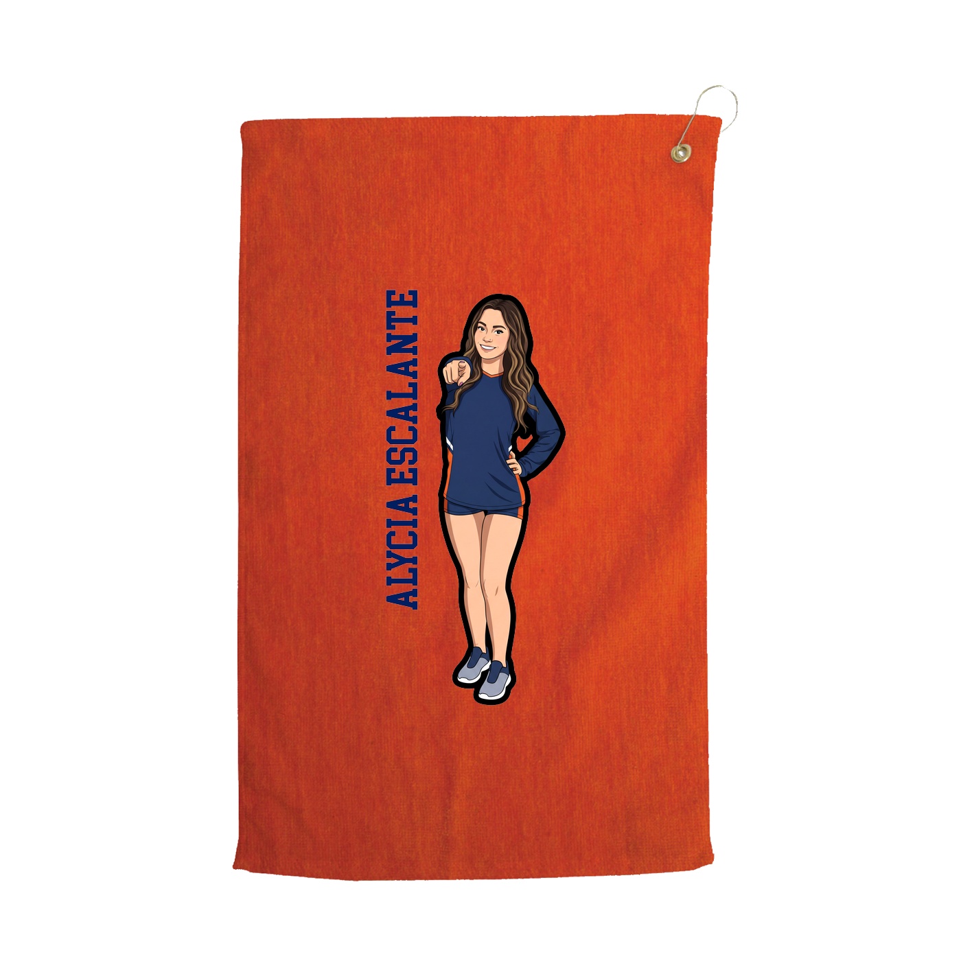Golf Towel — Name Vertical in Orange