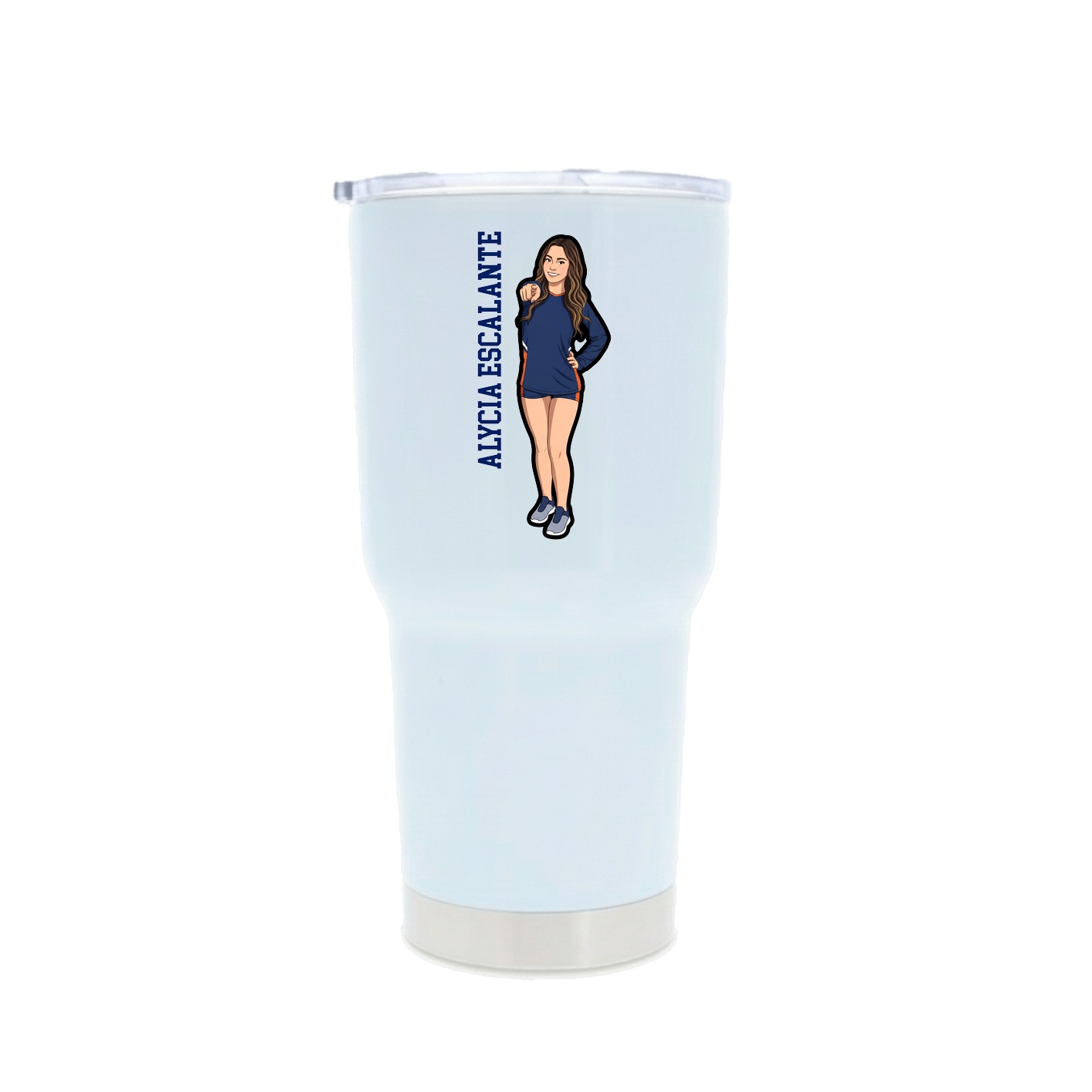 30oz Stainless Steel Tumbler — Name Vertical in White