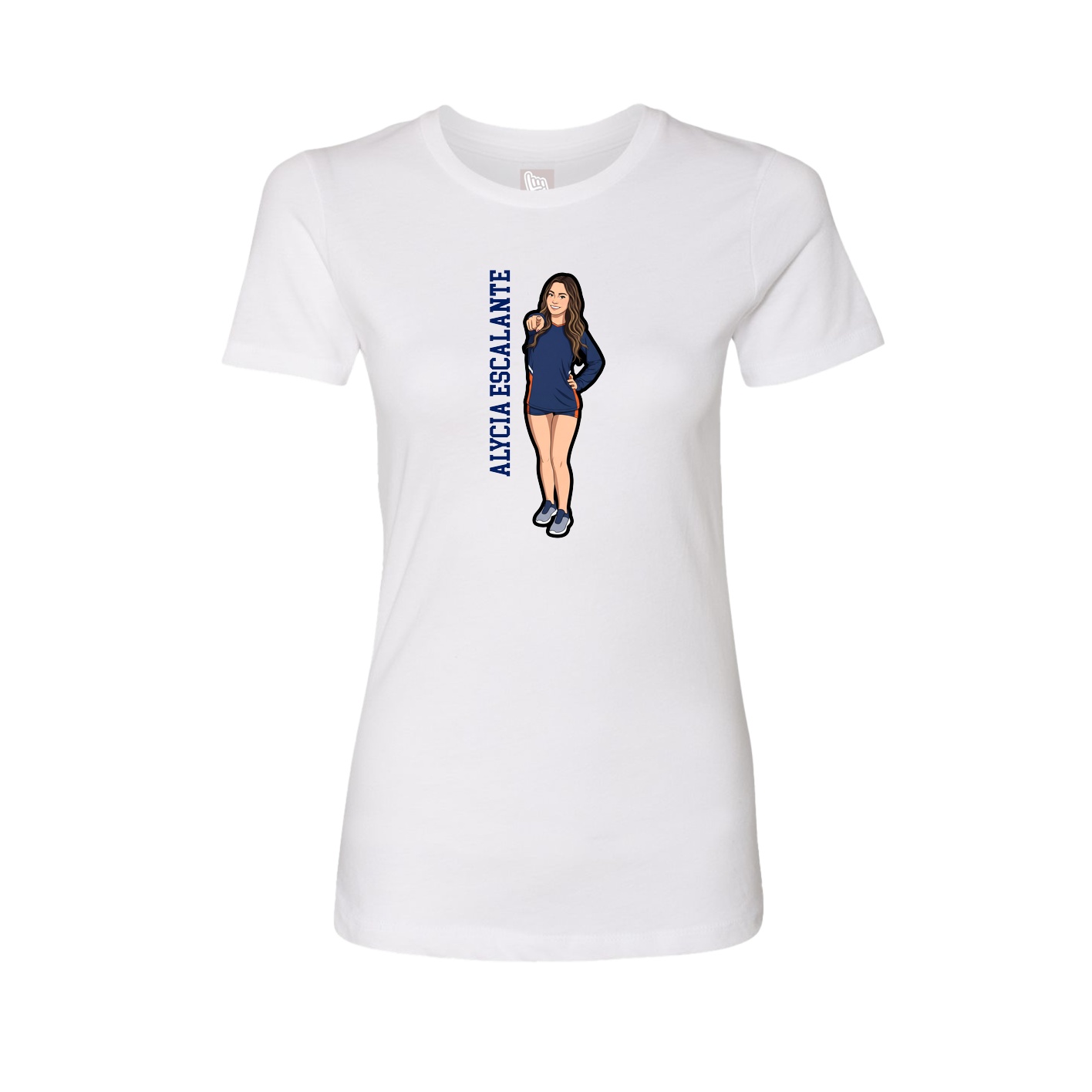 Fitted Women's Tee — Name Vertical in White