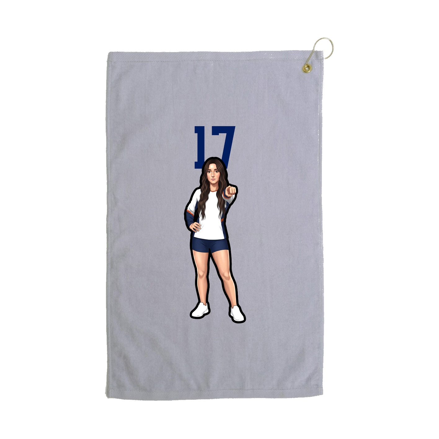 Golf Towel — Number Top in Grey