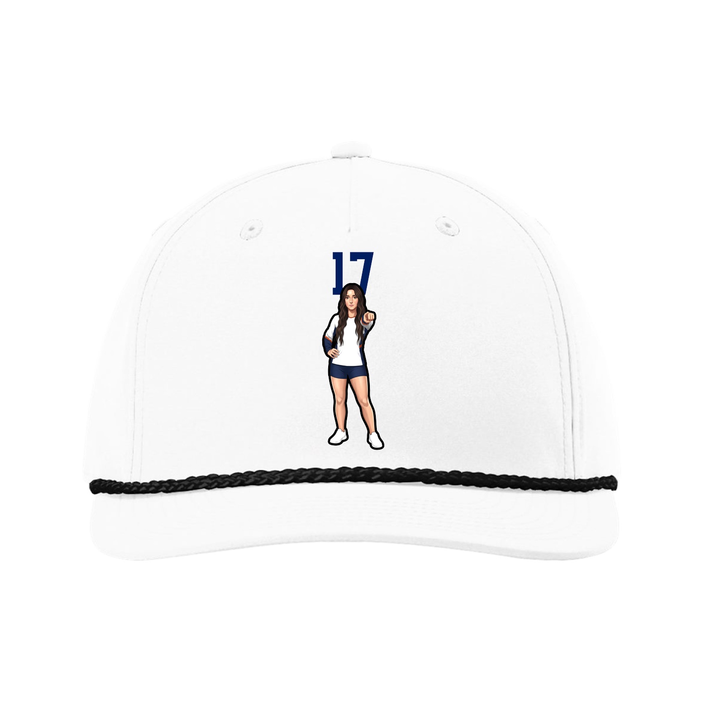 Five-Panel Classic Rope Cap — Number Top in White