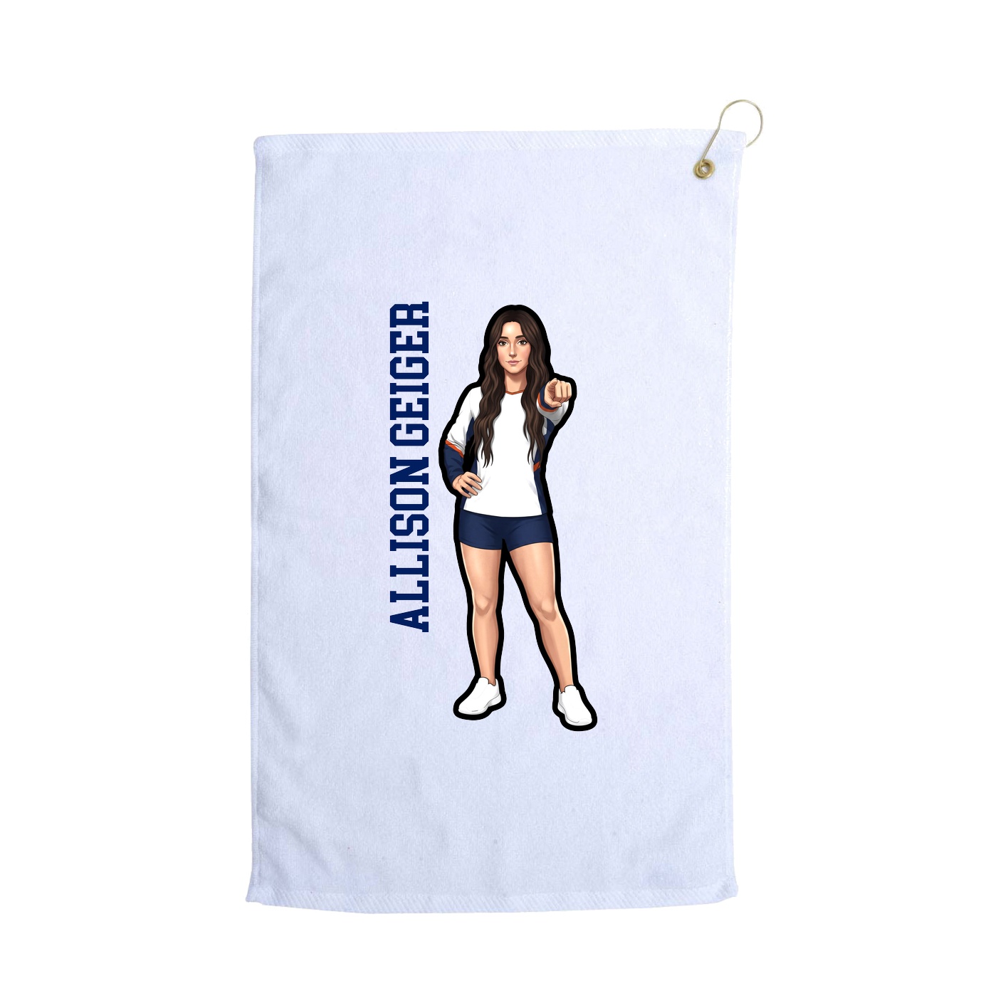 Golf Towel — Name Vertical in White