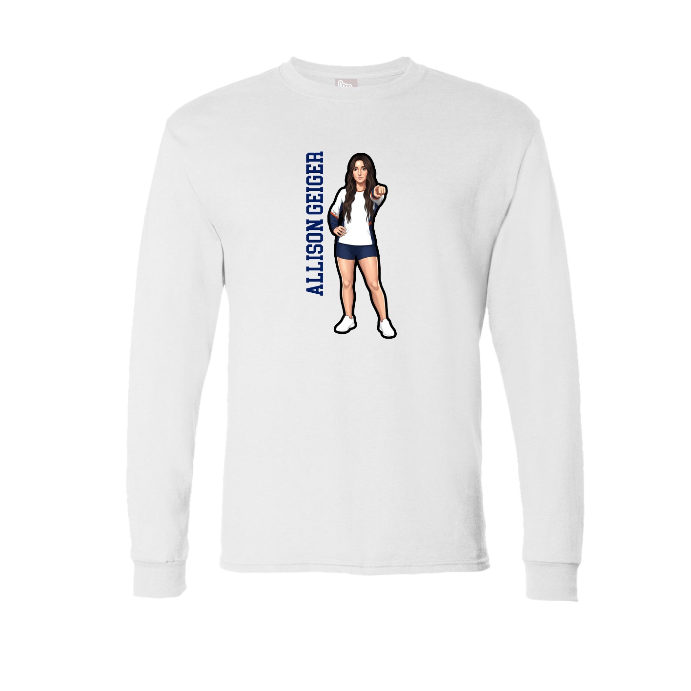 Long Sleeve Tee — Name Vertical in White