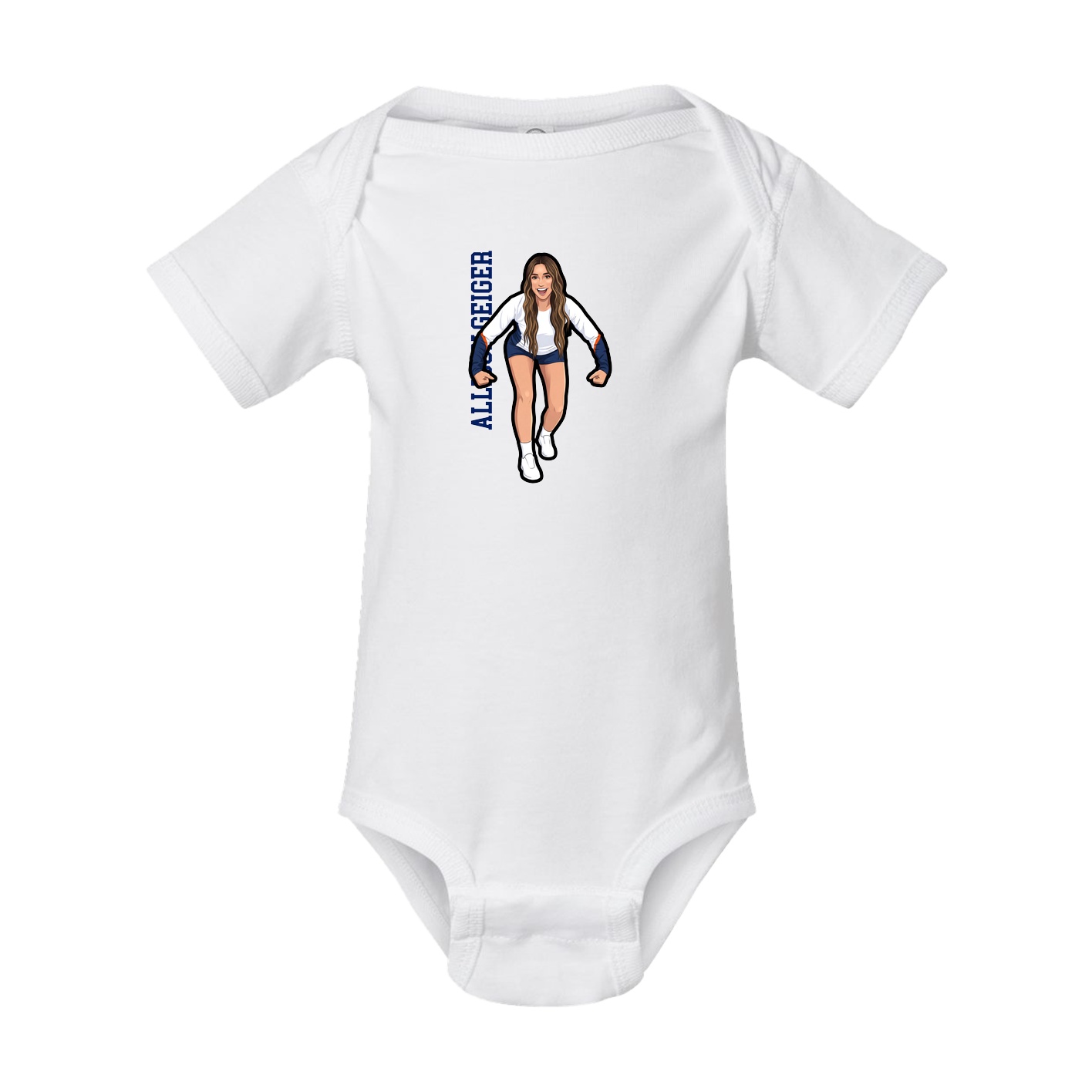 Baby Onesie — Name Vertical in White