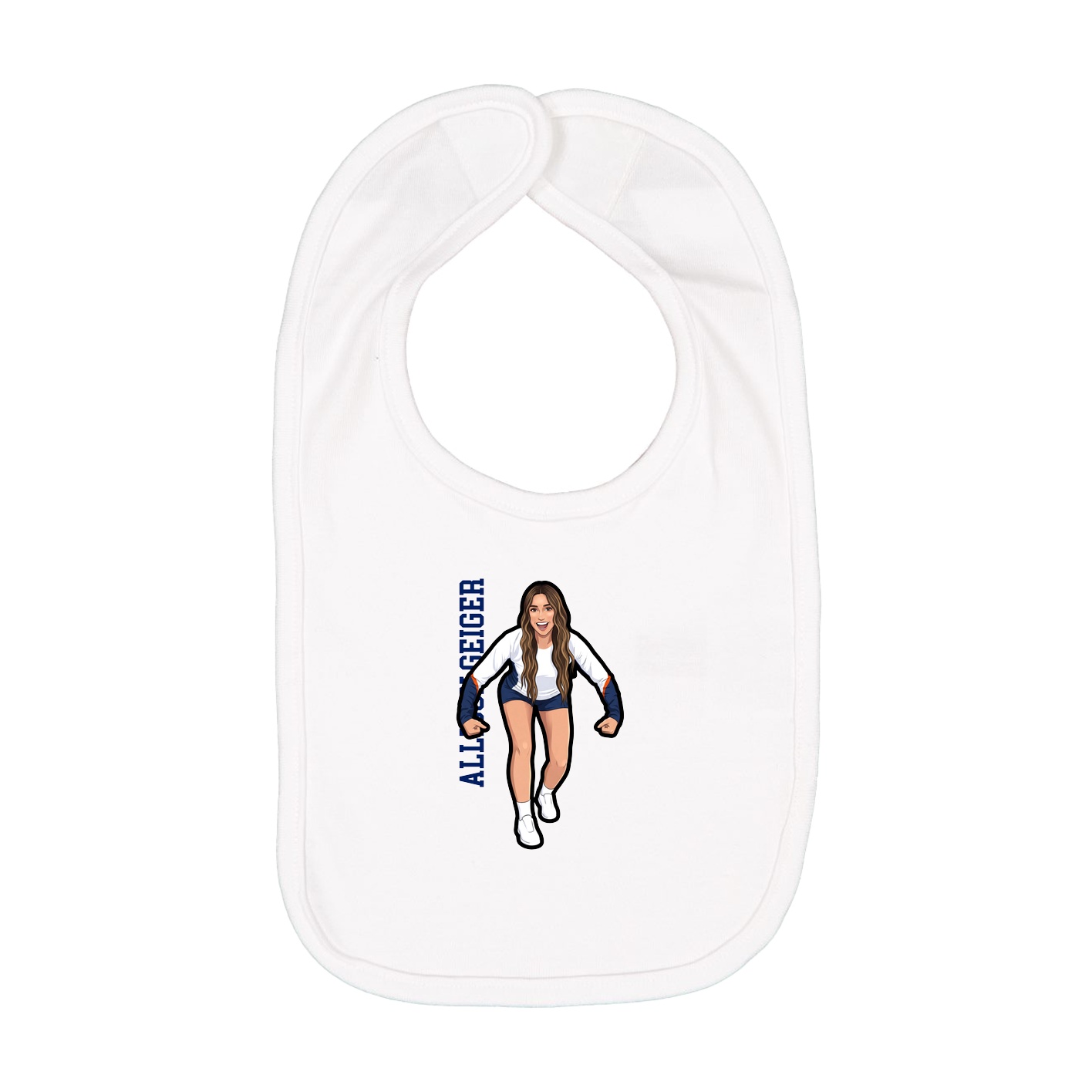 Infant Bib — Name Vertical in White