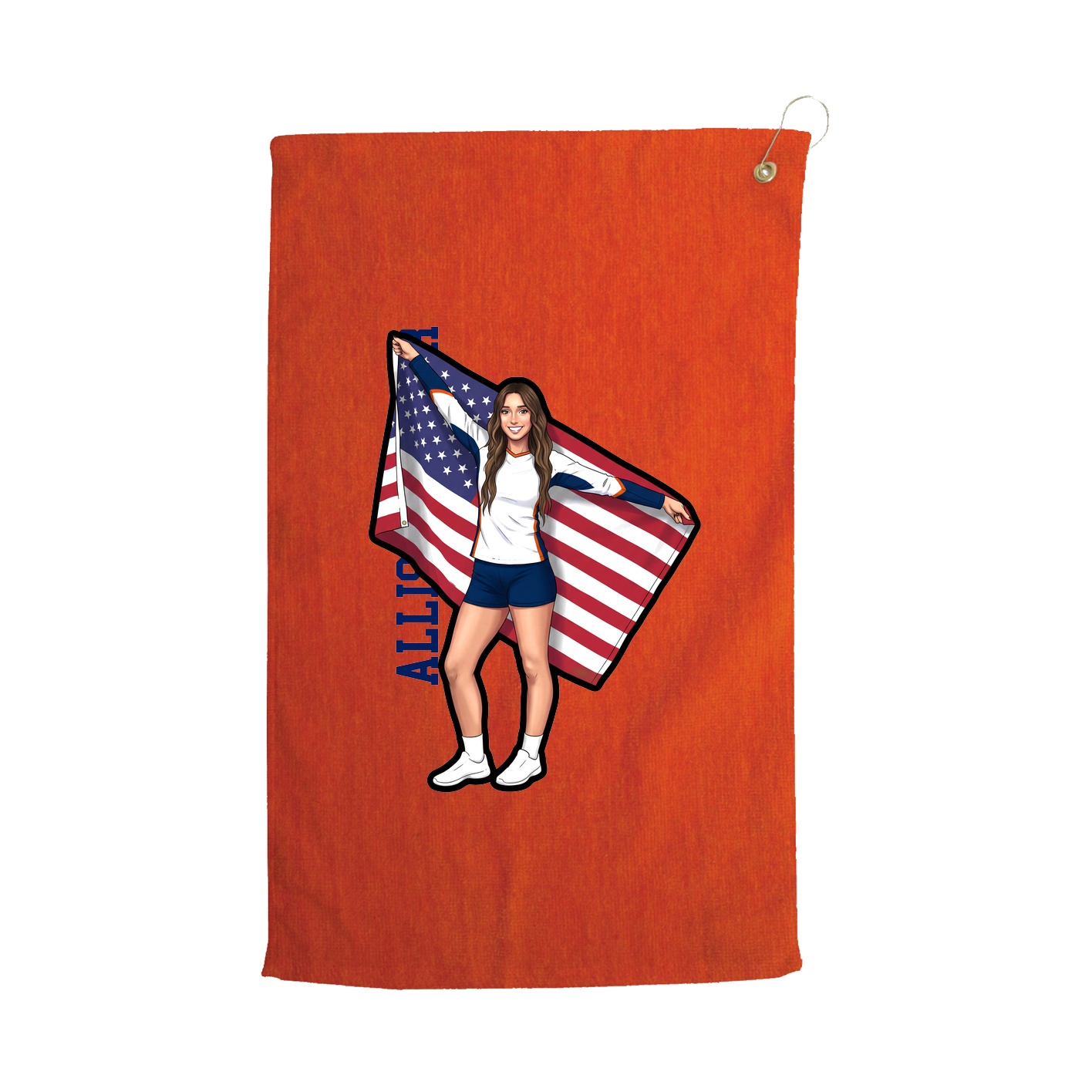 Golf Towel — Name Vertical in Orange