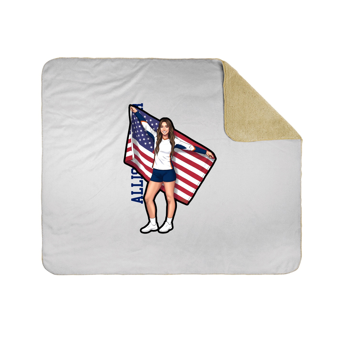Throw Blanket — Name Vertical in White