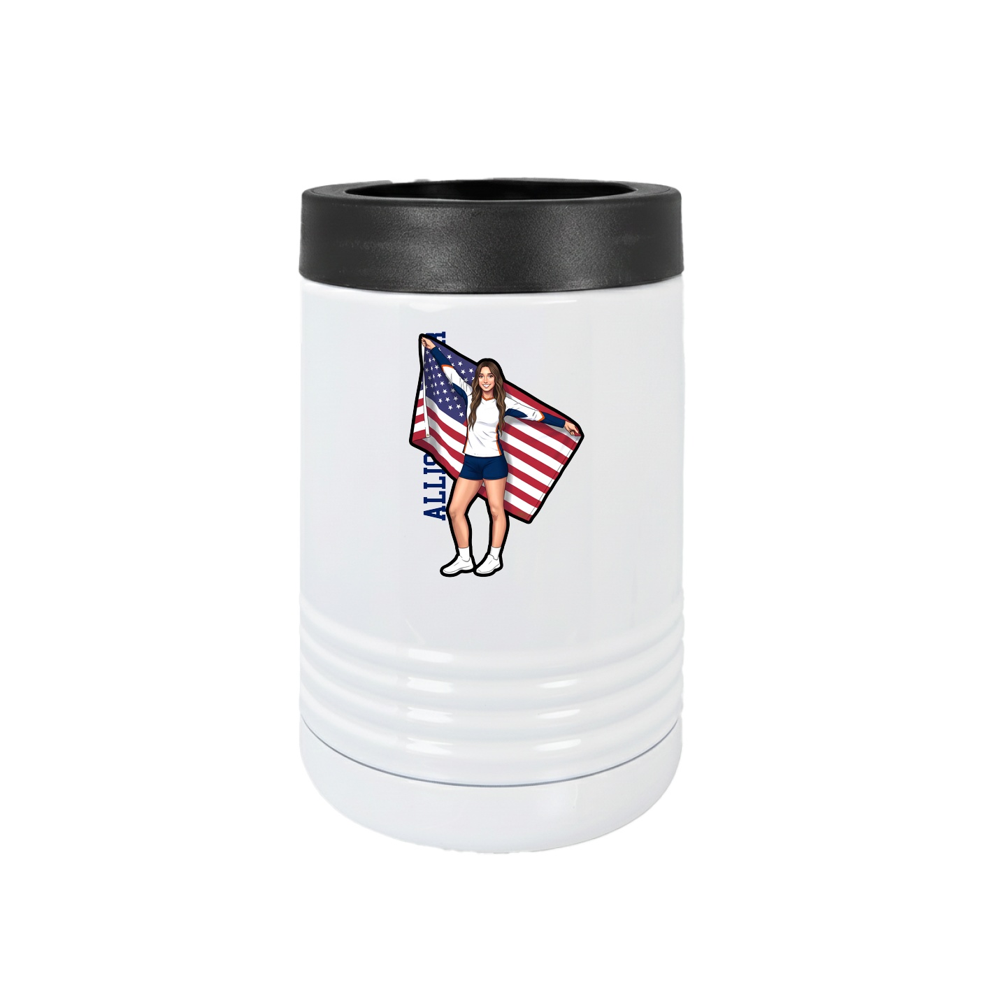 Beverage Holder — Name Vertical in White