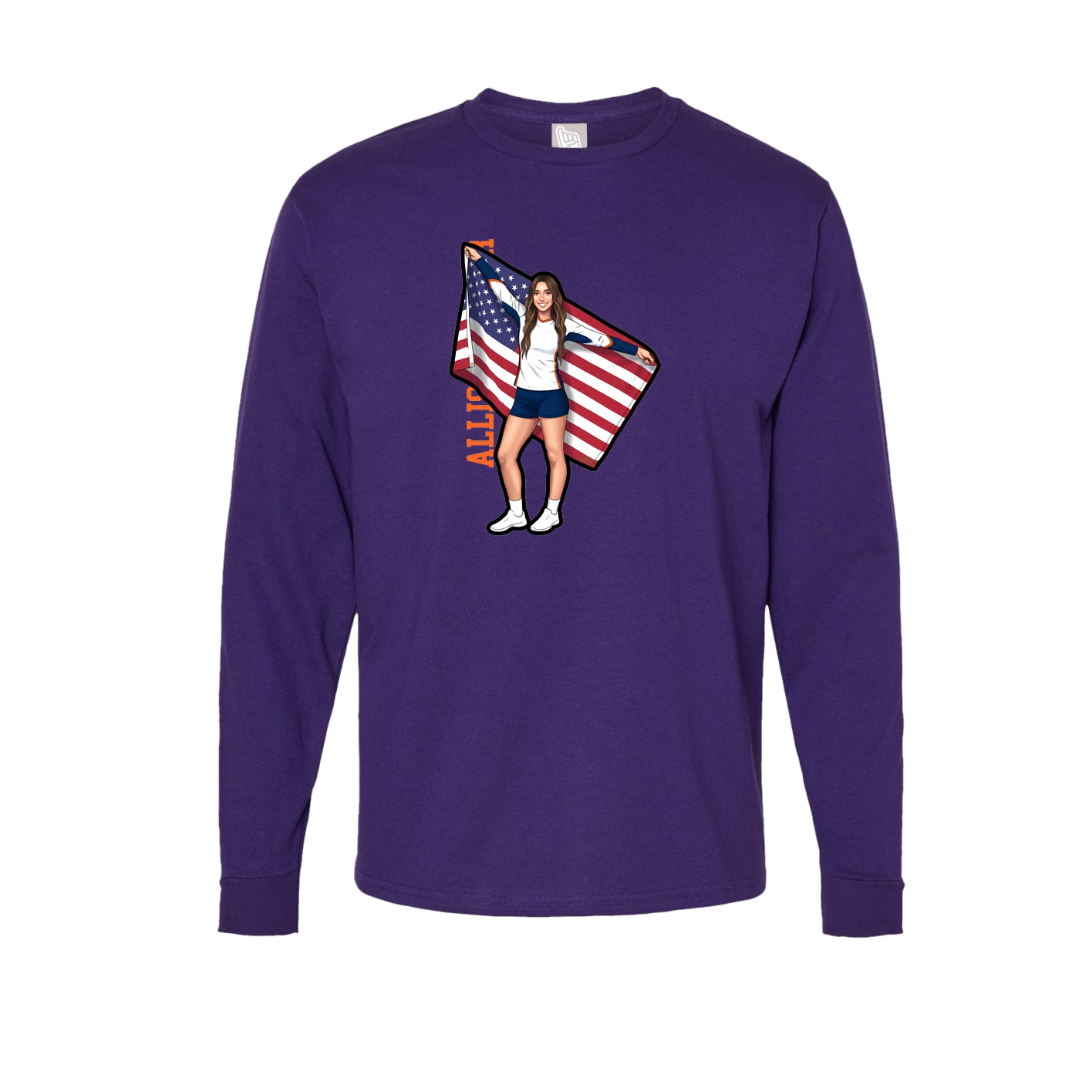 Long Sleeve Tee — Name Vertical in Purple