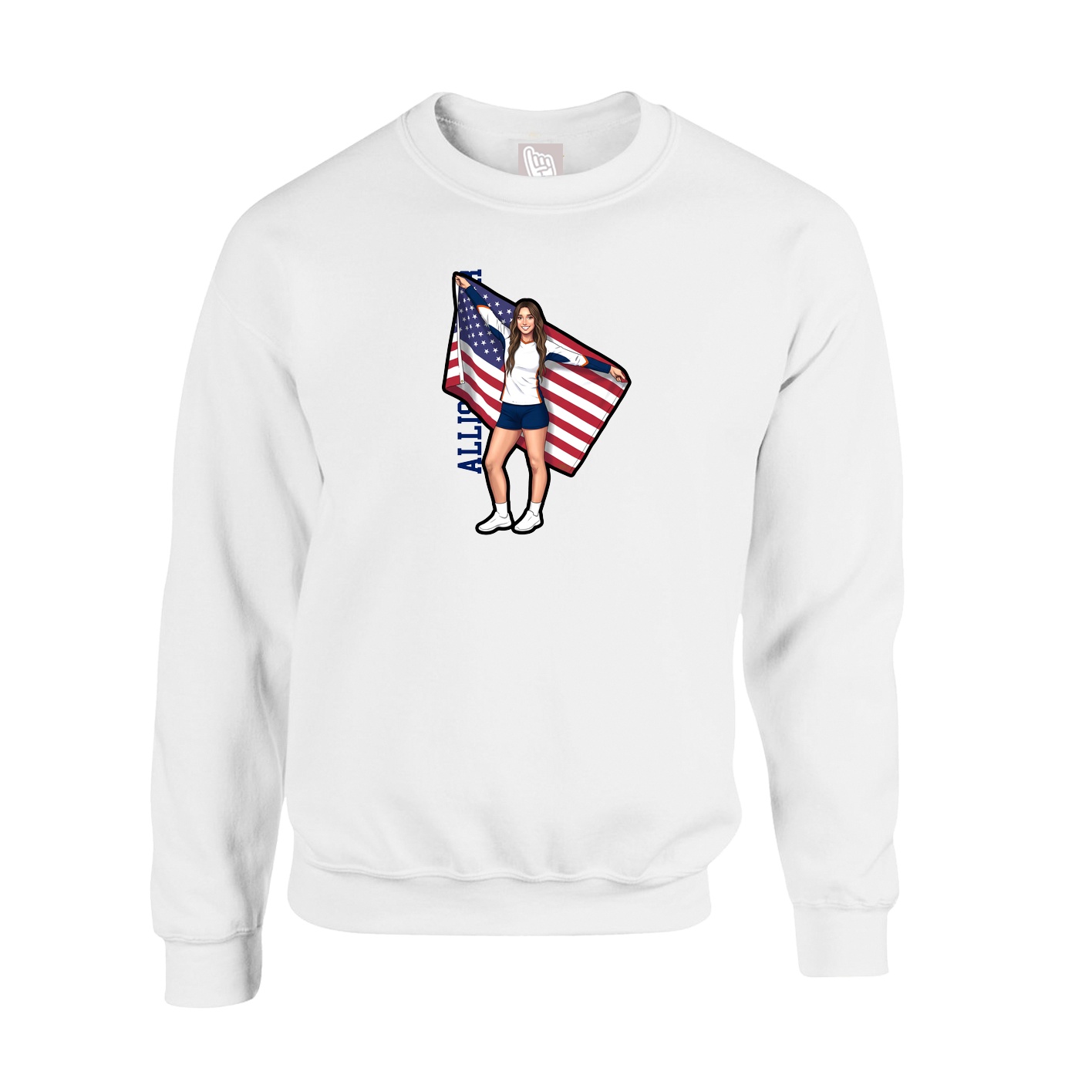 Fleece Crew — Name Vertical in White